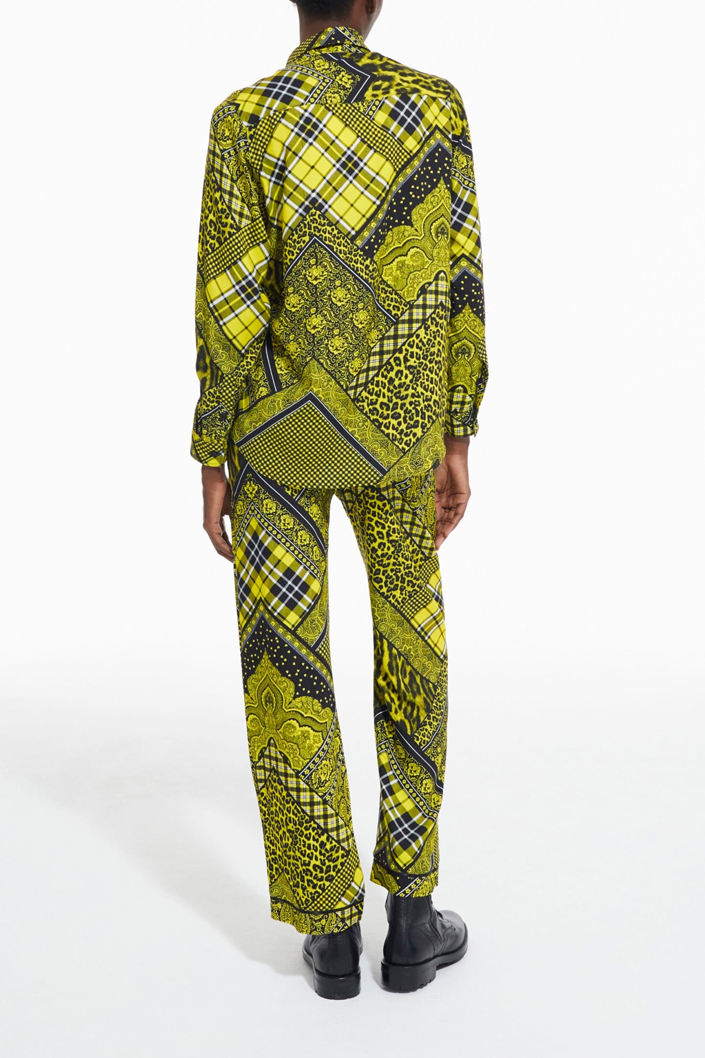 STRAIGHT FLOWING PANTS BLACK/YELLOW 2