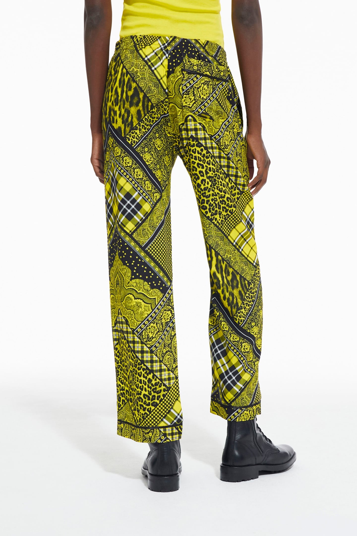 STRAIGHT FLOWING PANTS BLACK/YELLOW 3