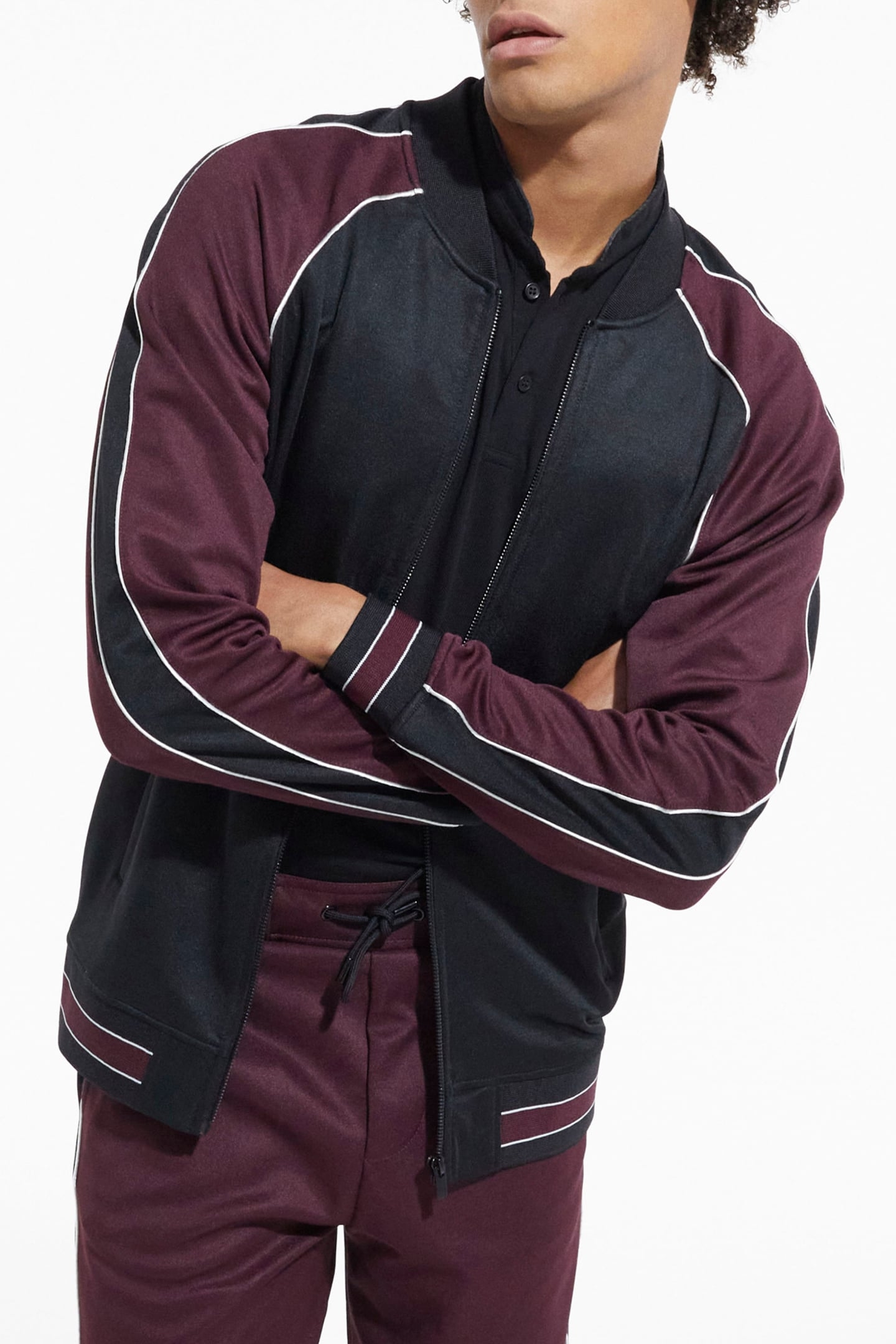 ZIP-UP SWEATSHIRT WITH RAGLAN SLEEVES BURGUNDY 1