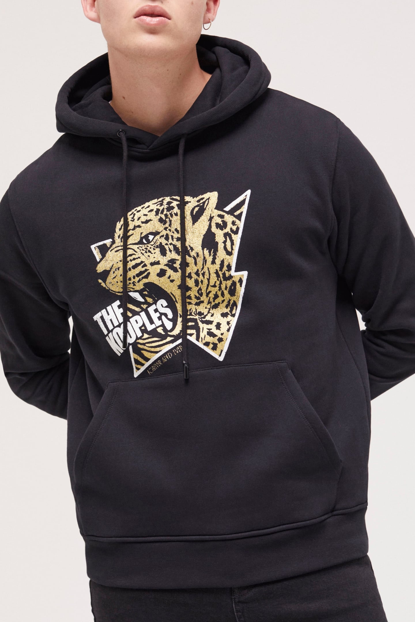 TIGER EMBROIDERED HOODIE BLACK-ANTIC GOLD 5