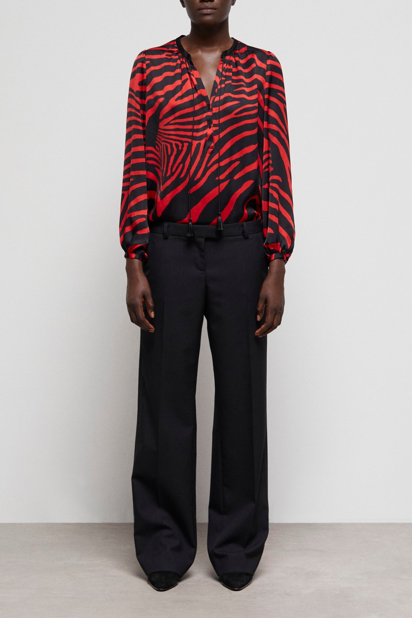 SUIT FIT PANTS MOIRE RIB FABRIC BLACK 1