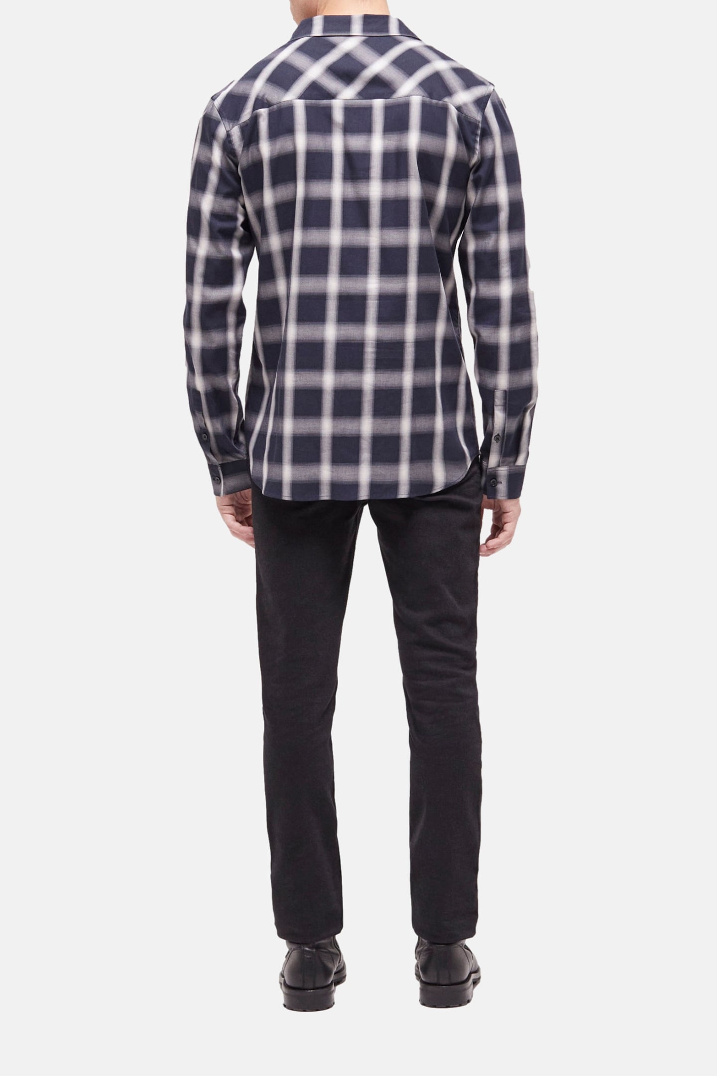LONG SLEEVE SHIRT WITH CHECKED POCKETS NAVY ECRU 2