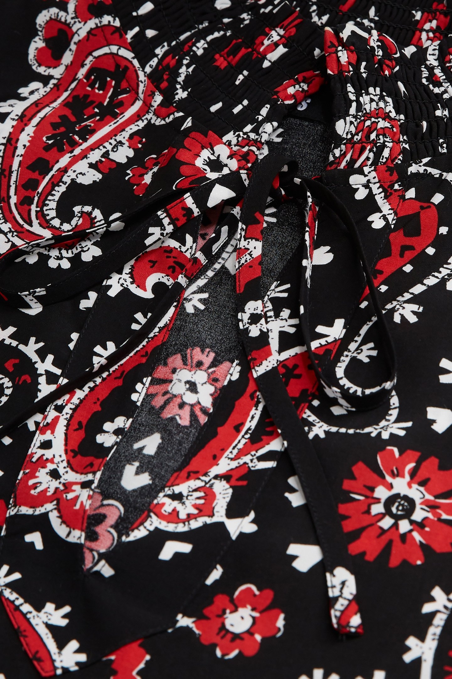 ROBE EVASEE A COL SMOCKE BLACK-RED 2