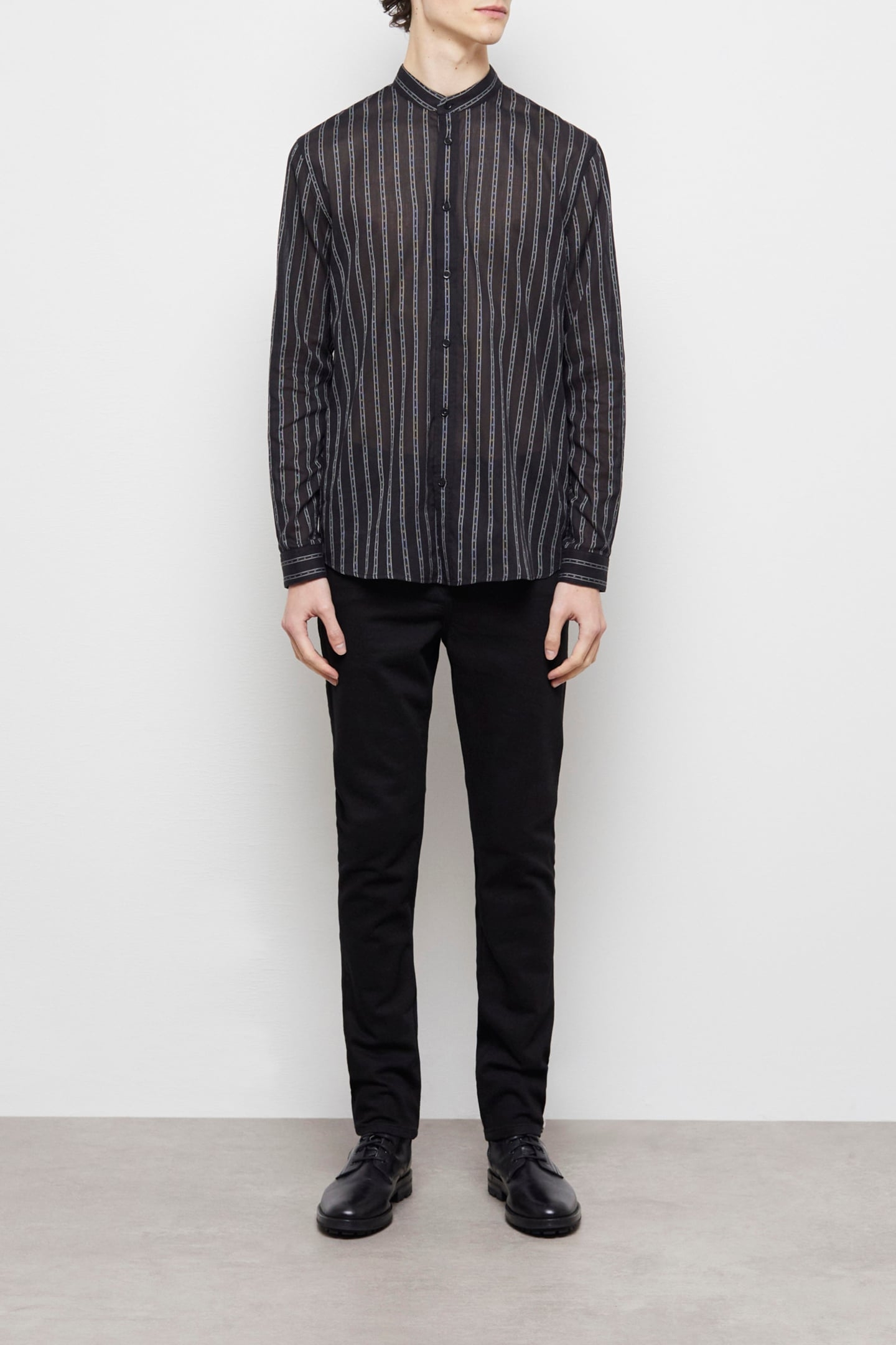 TUNISIAN COLLAR SHIRT BLACK 1