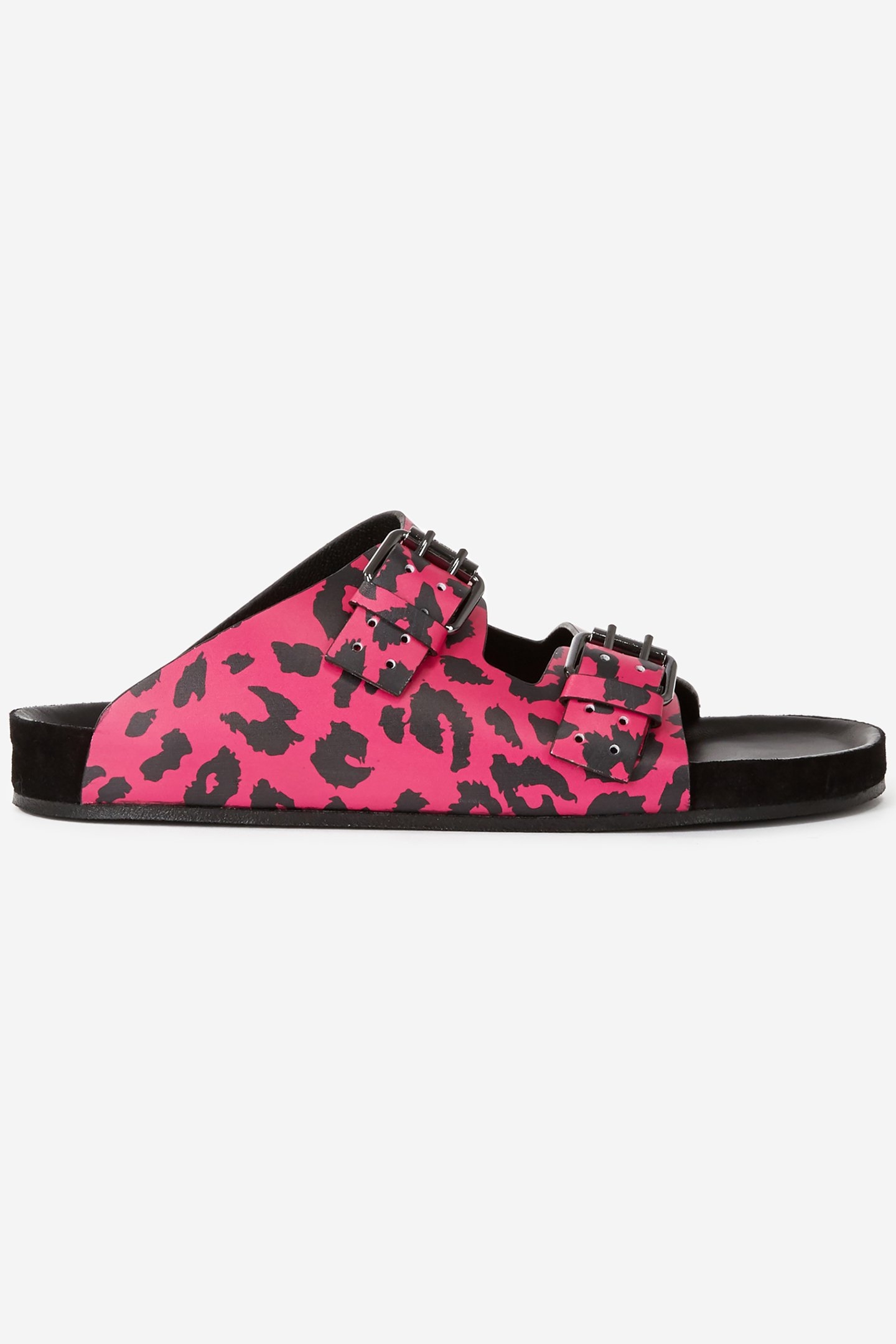 LEOPARD PRINT LEATHER SANDALS PINK 1