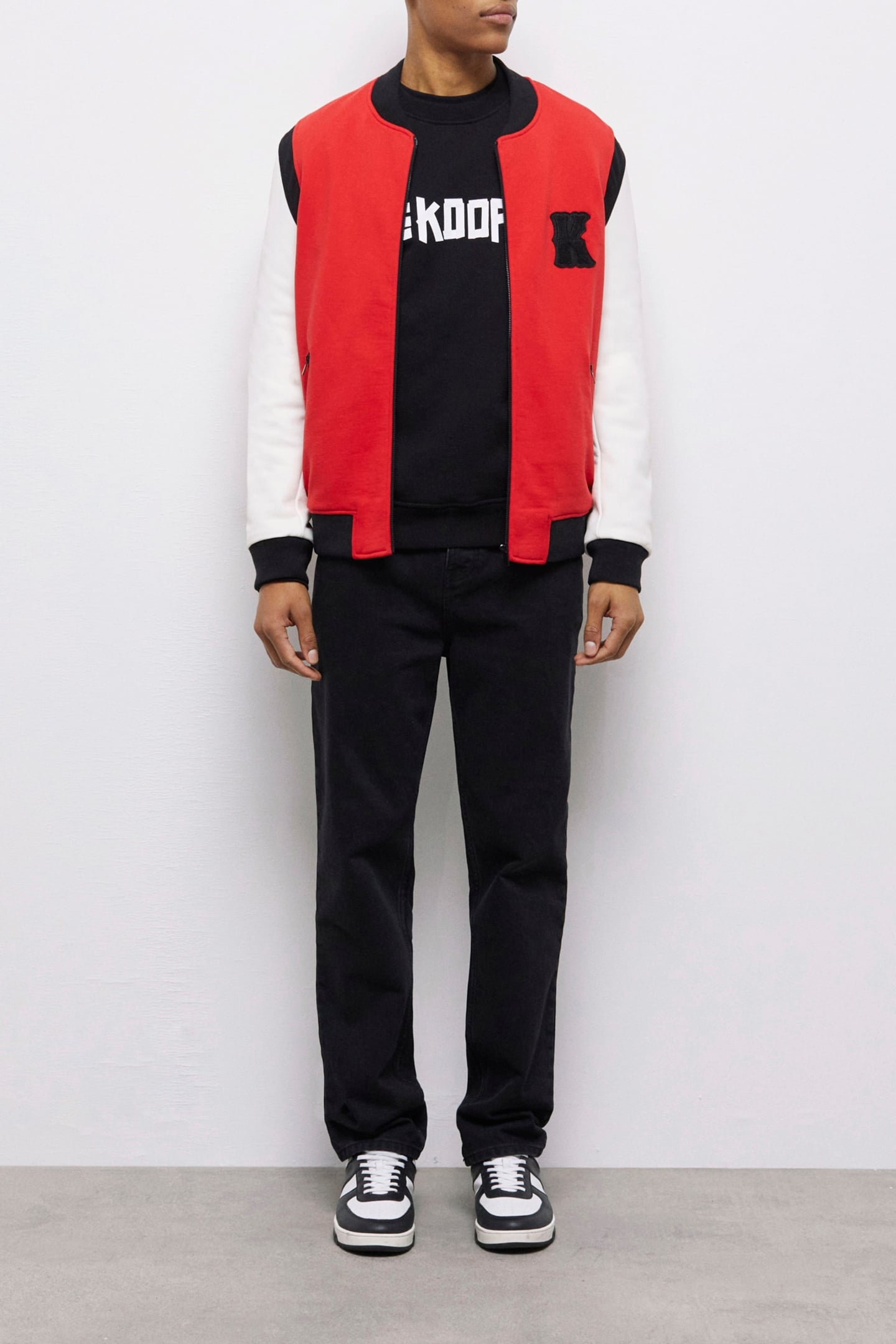 TEDDY WITH LEATHER SLEEVE AND K EMBROIDERY RED/WHITE 1