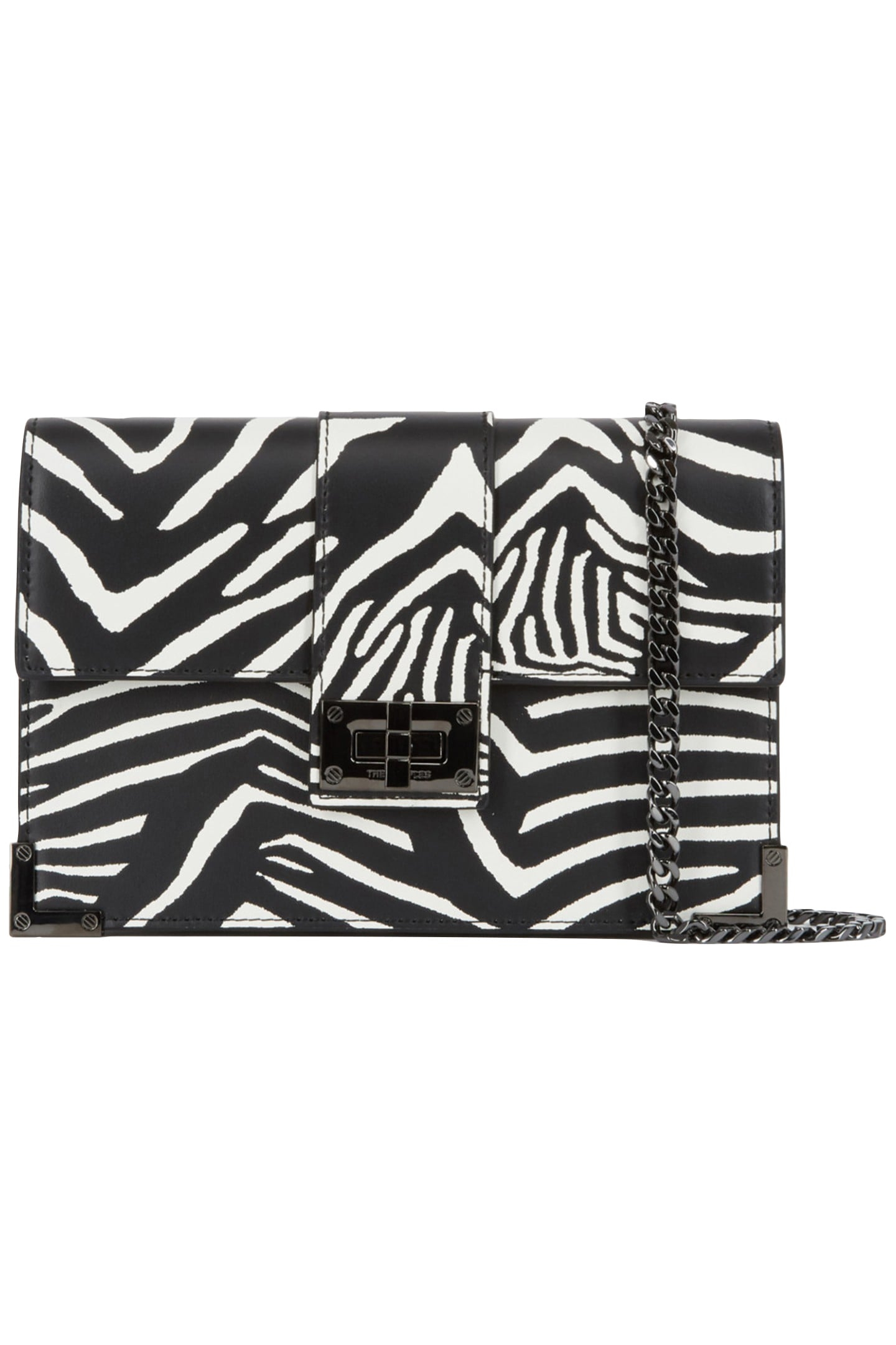 EMILY MEDIUM ZEBRA PRINT POUCH BLACK/WHITE 1