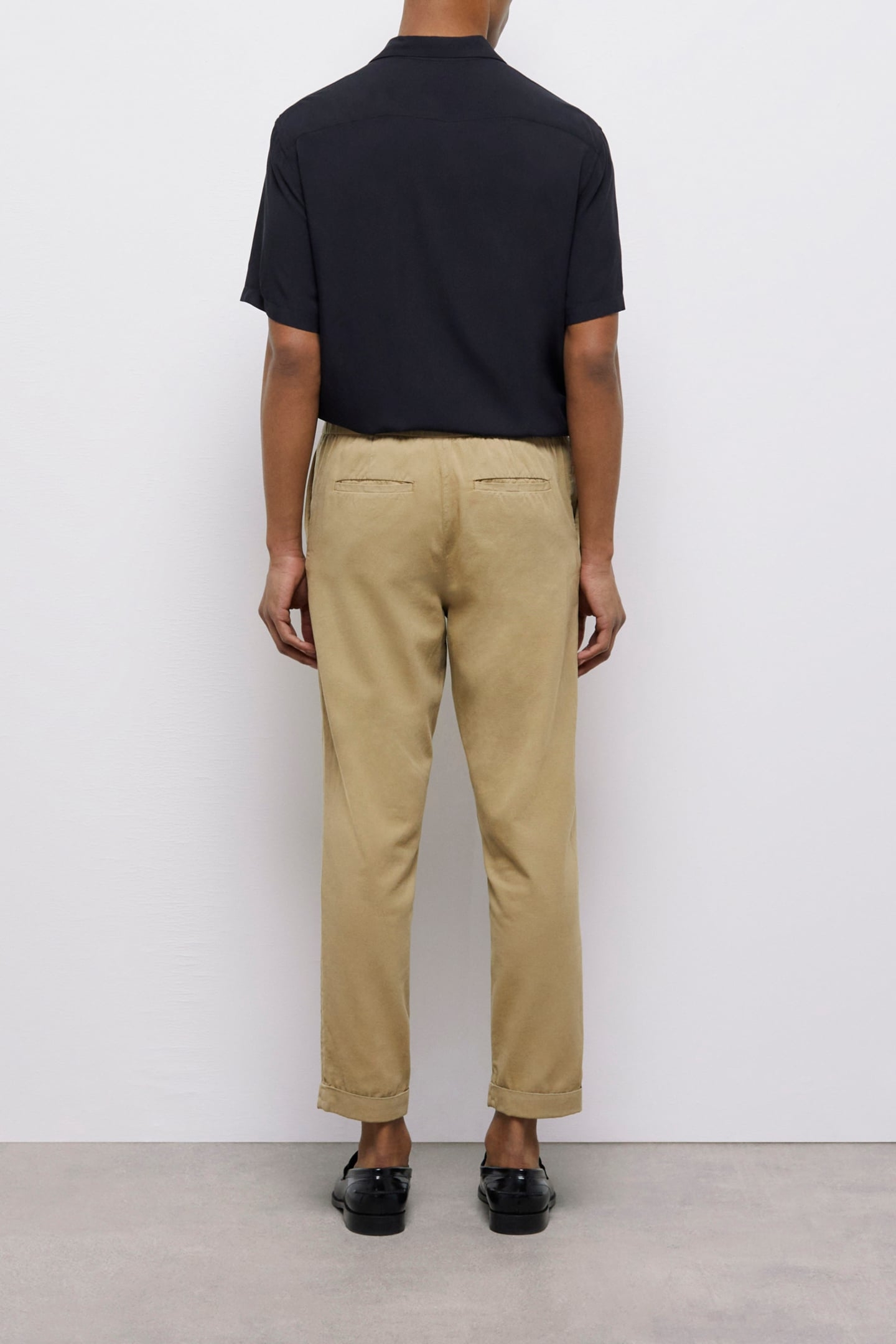 STRAIGHT PANTS WITH SEMI-ELASTICATED WAISTBAND BEIGE 2