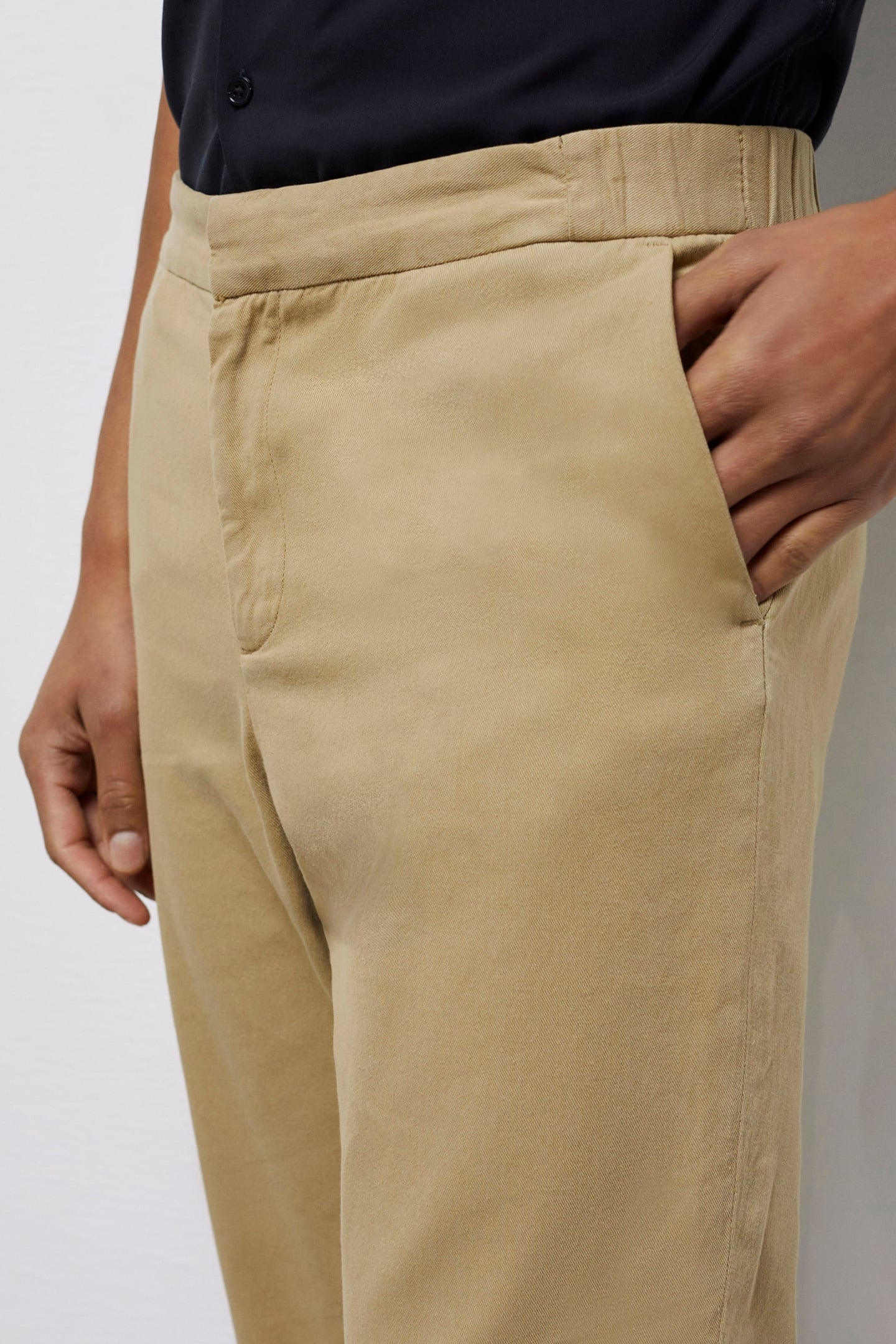 STRAIGHT PANTS WITH SEMI-ELASTICATED WAISTBAND BEIGE 5