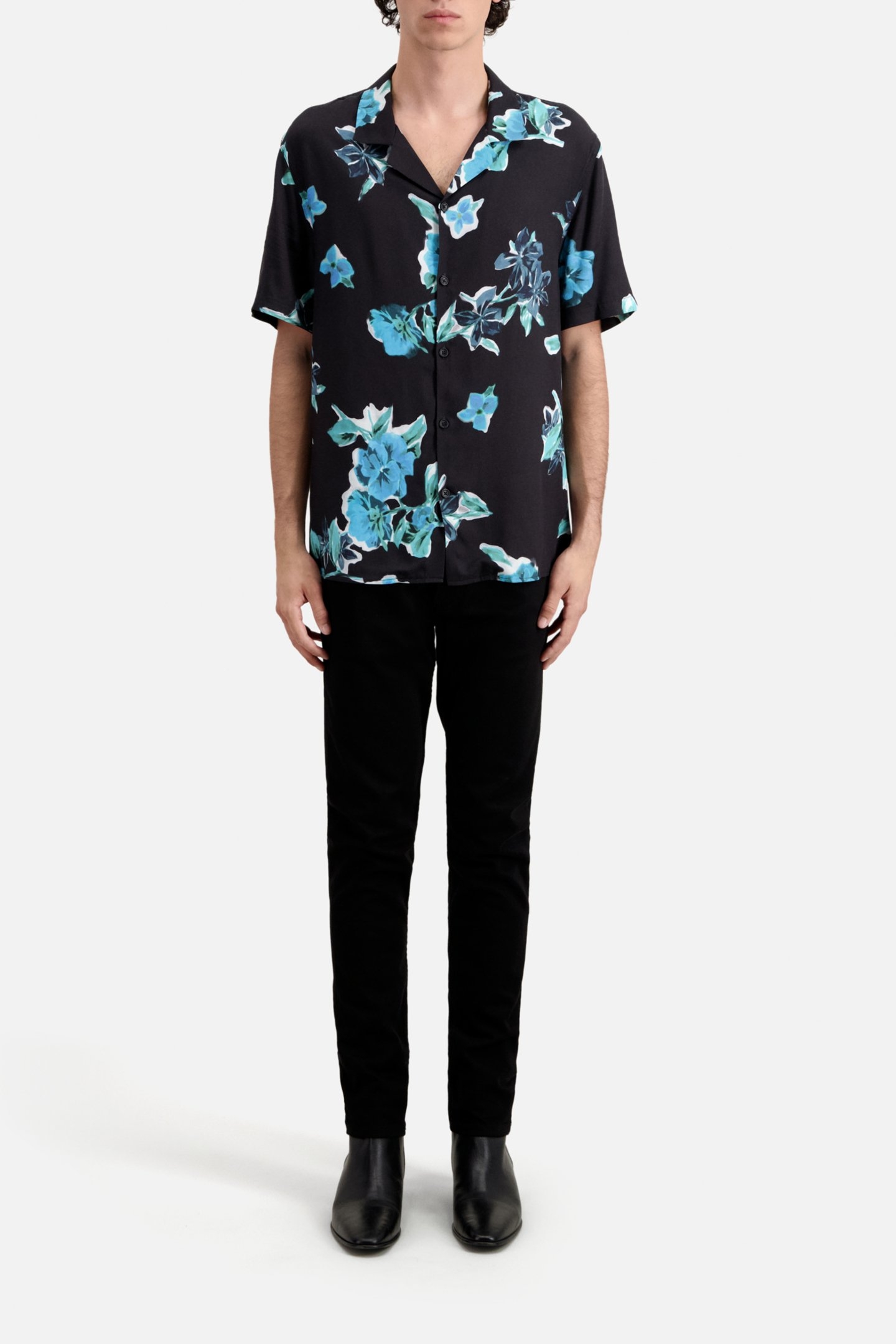 SHORT SLEEVE SHIRT WITH CLASSIC COLLAR BLACK BLUE 2