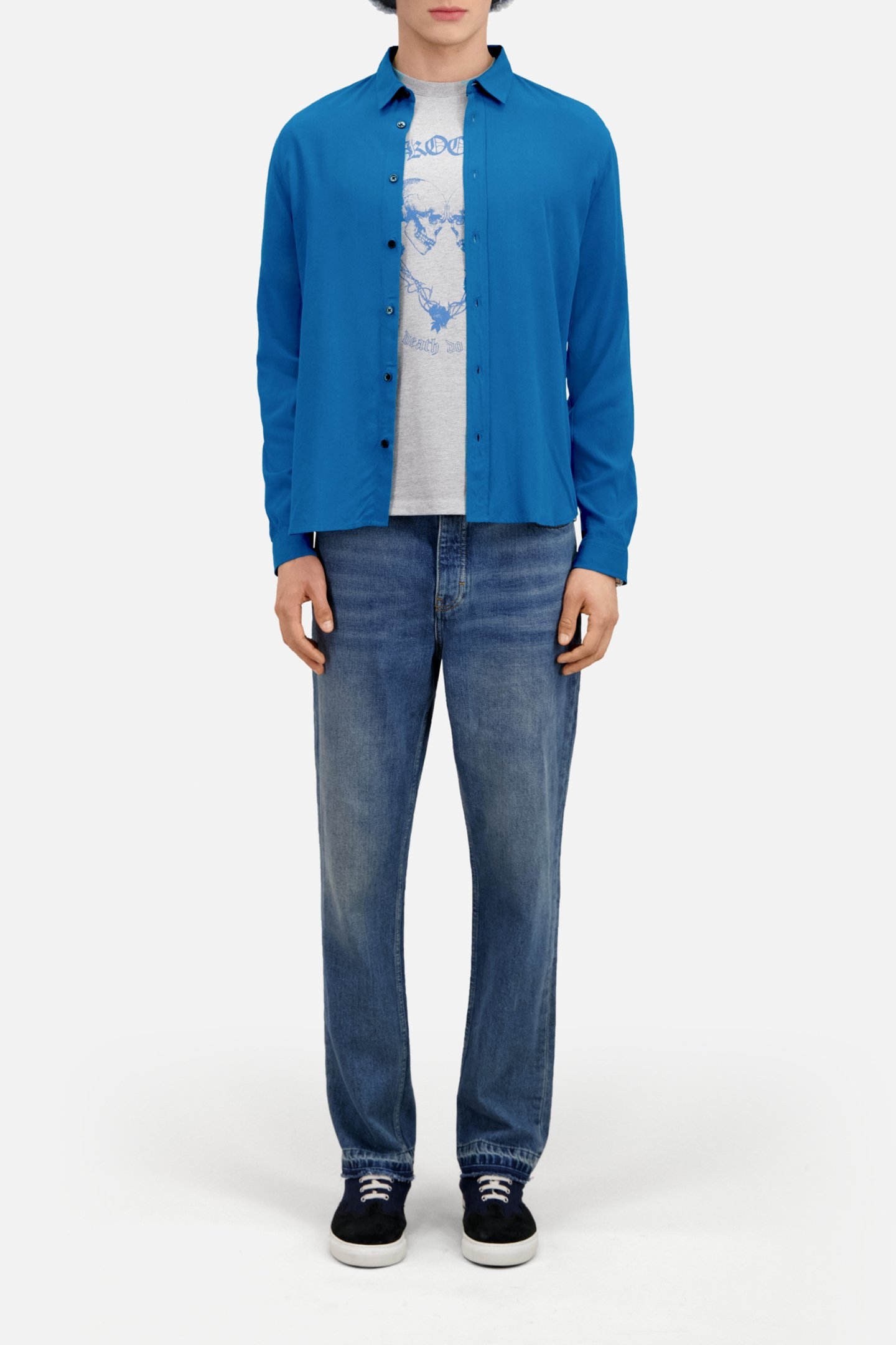 LONG SLEEVE SHIRT WITH CLASSIC COLLAR MEDIUM BLUE 2