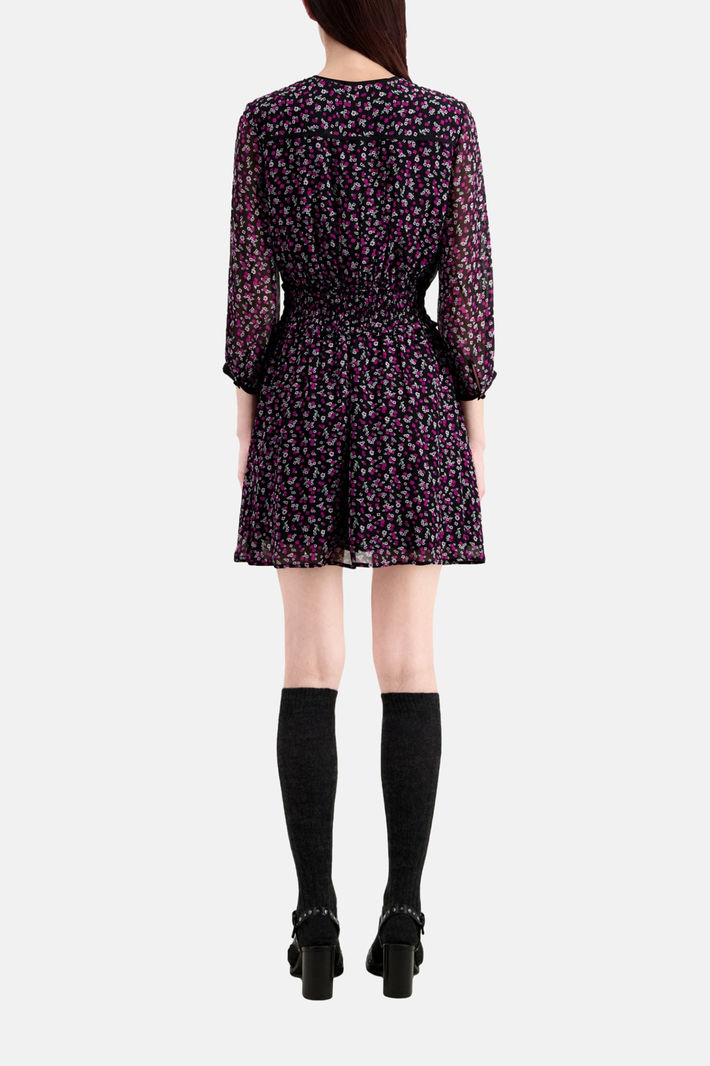 SHORT DRESS WITH 3/4 SLEEVES BLACK/PINK 3