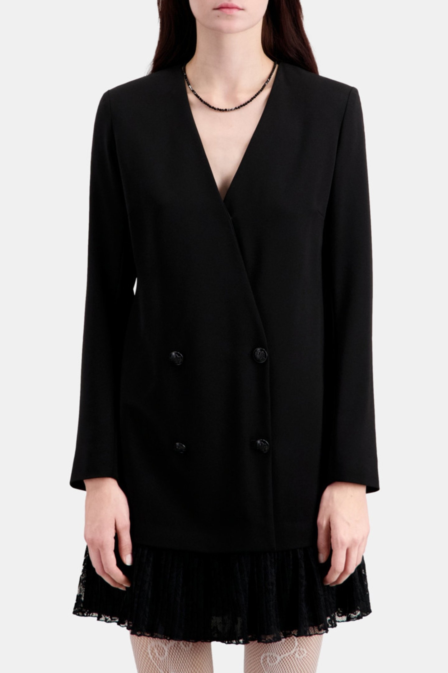 LONG-SLEEVED CROSSOVER DRESS BLACK 1