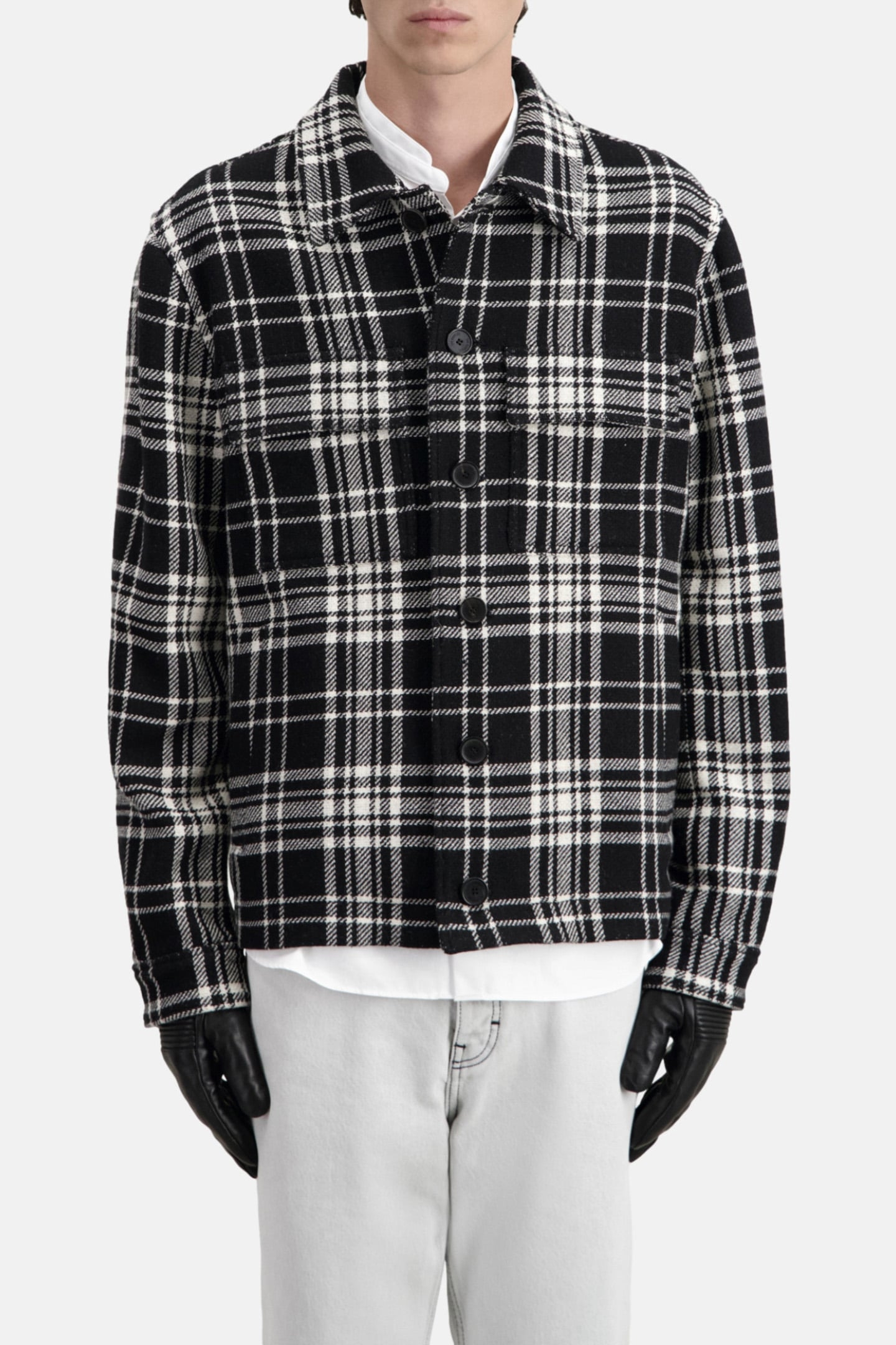 UNLINED OVERSHIRT JACKET BLACK WHITE 1