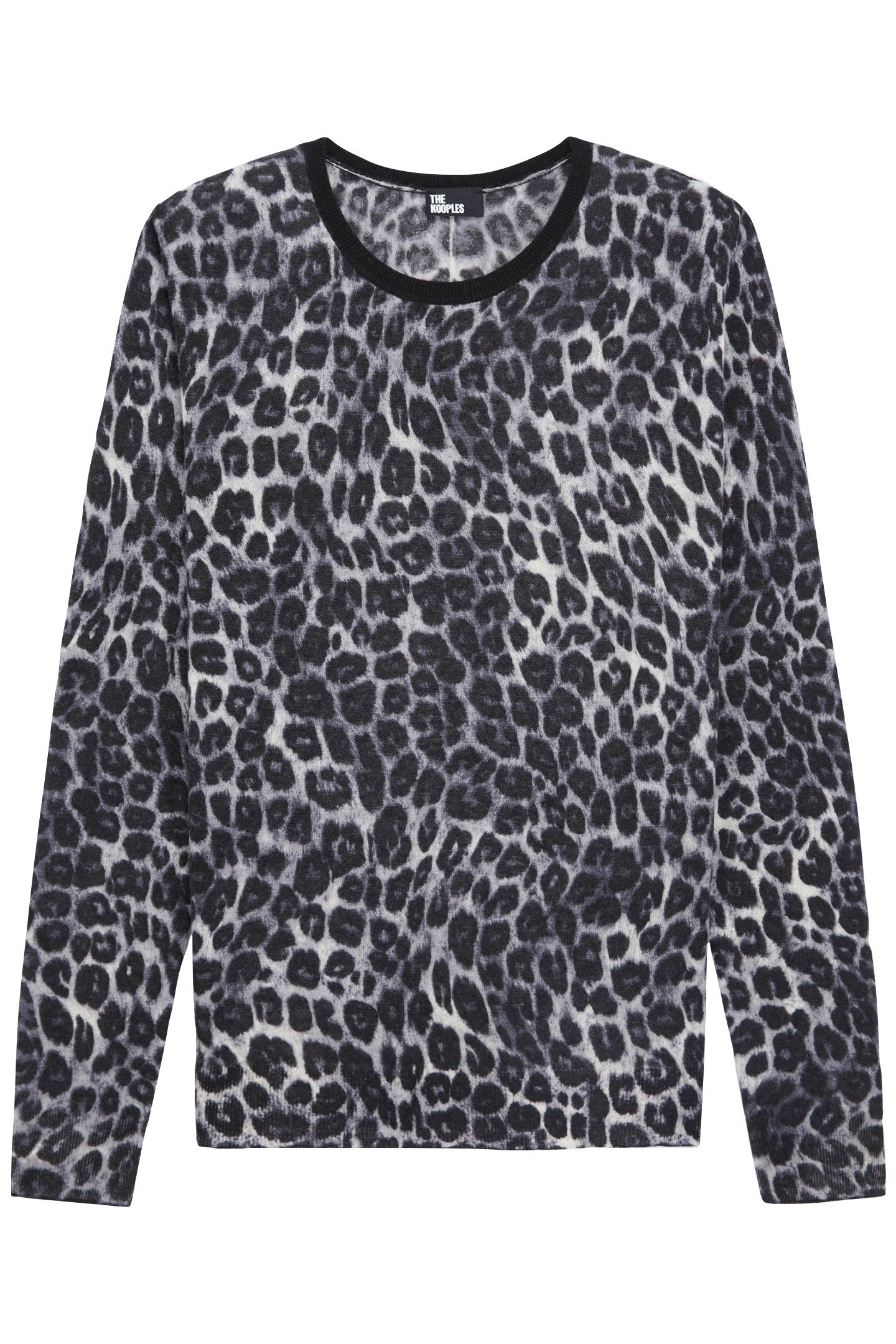 LEOPARD PRINT CASHMERE SWEATER BLACK WHITE 3