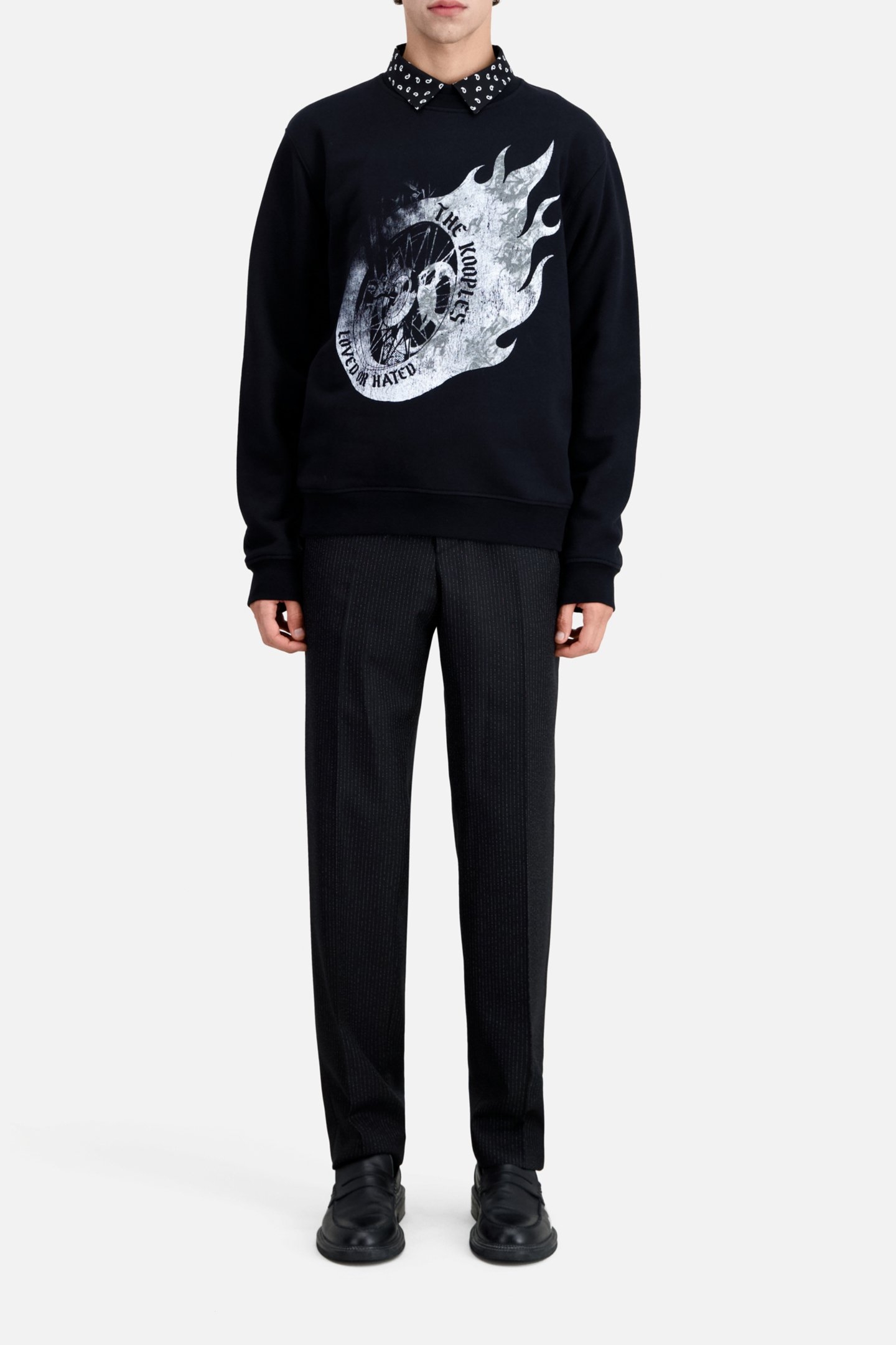 SWEATSHIRT WITH WHEEL AND FLAMES PRINT BLACK 2