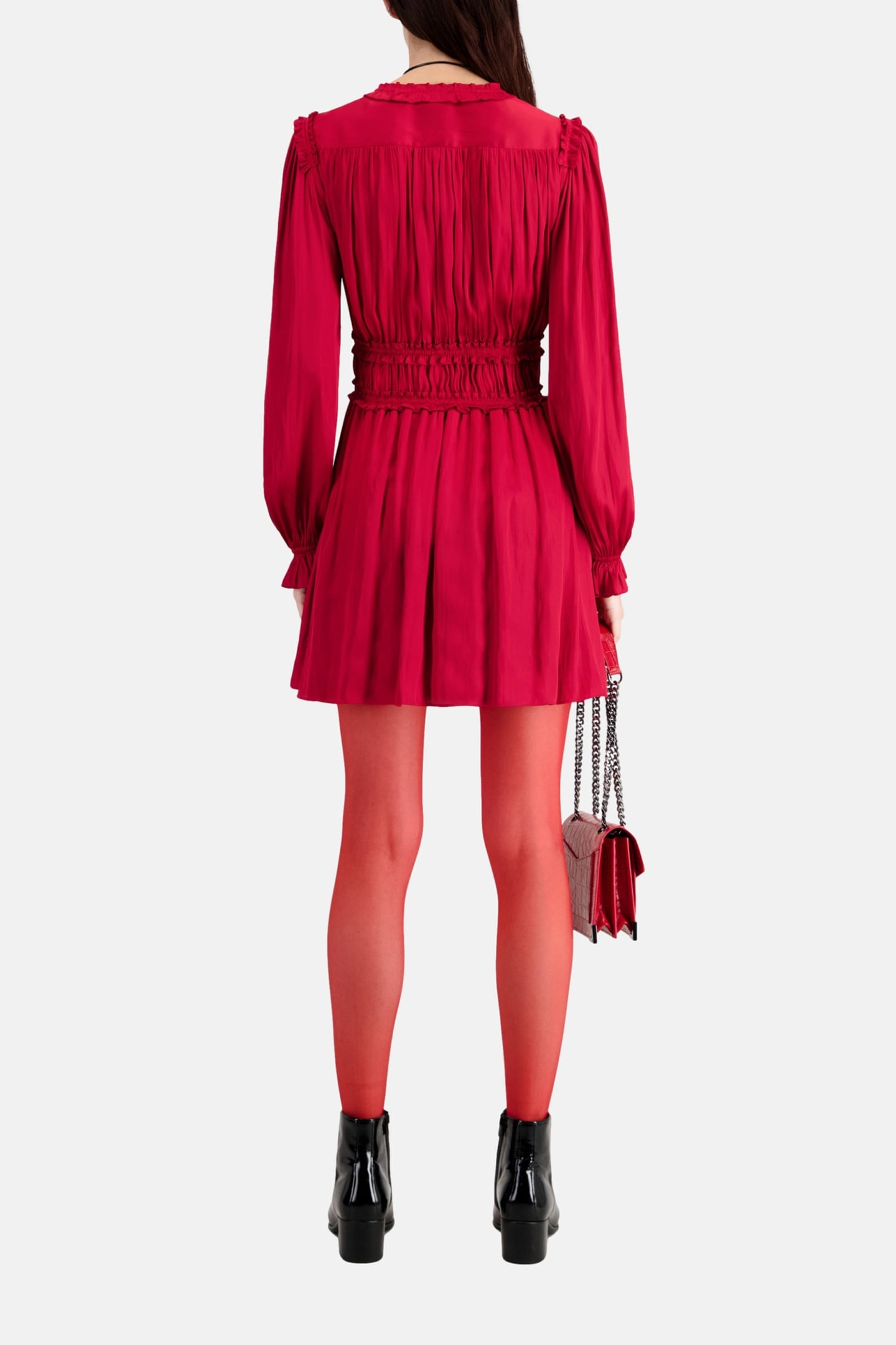 SHORT PLEATED DRESS LIGHT BURGUNDY 3