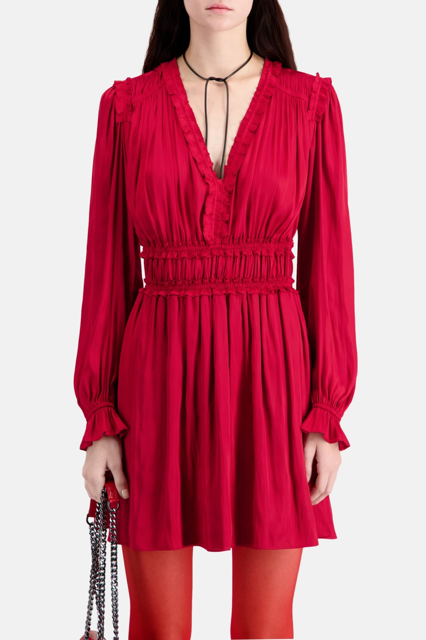 SHORT PLEATED DRESS LIGHT BURGUNDY 1