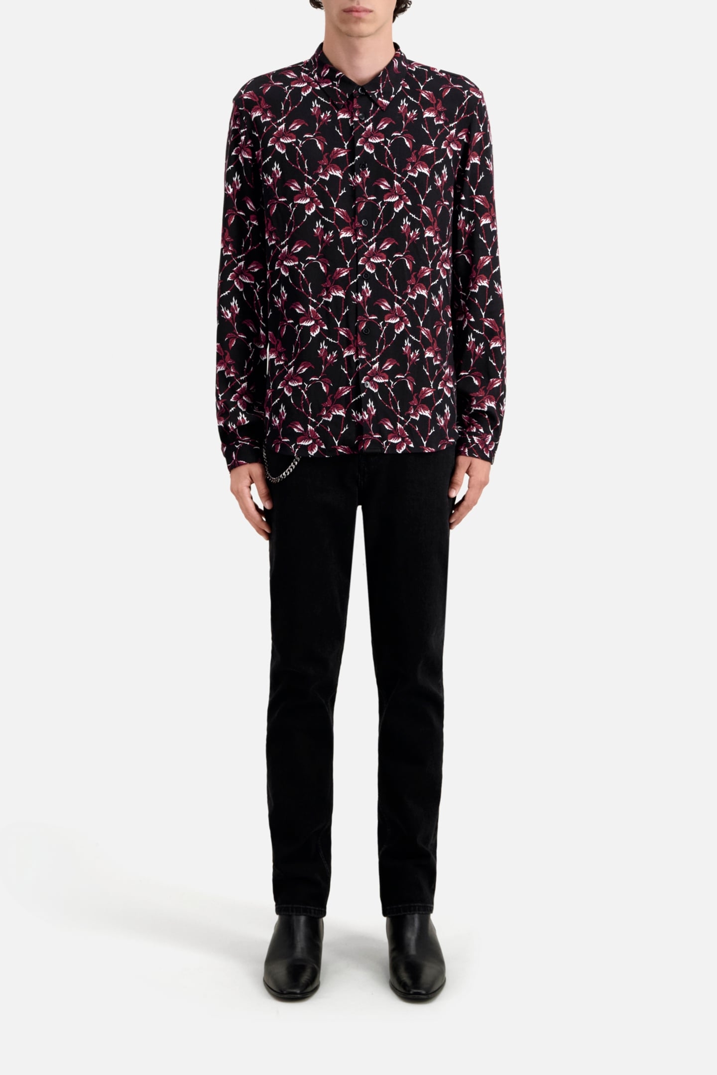 LONG SLEEVE SHIRT BLACK-BURGUNDY 2