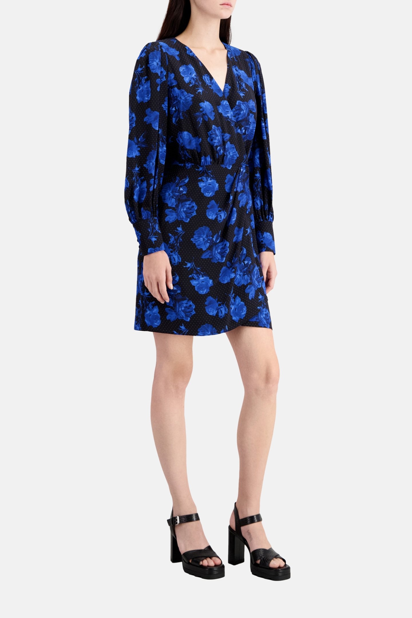 SHORT WRAP DRESS BLACK BLUE 5