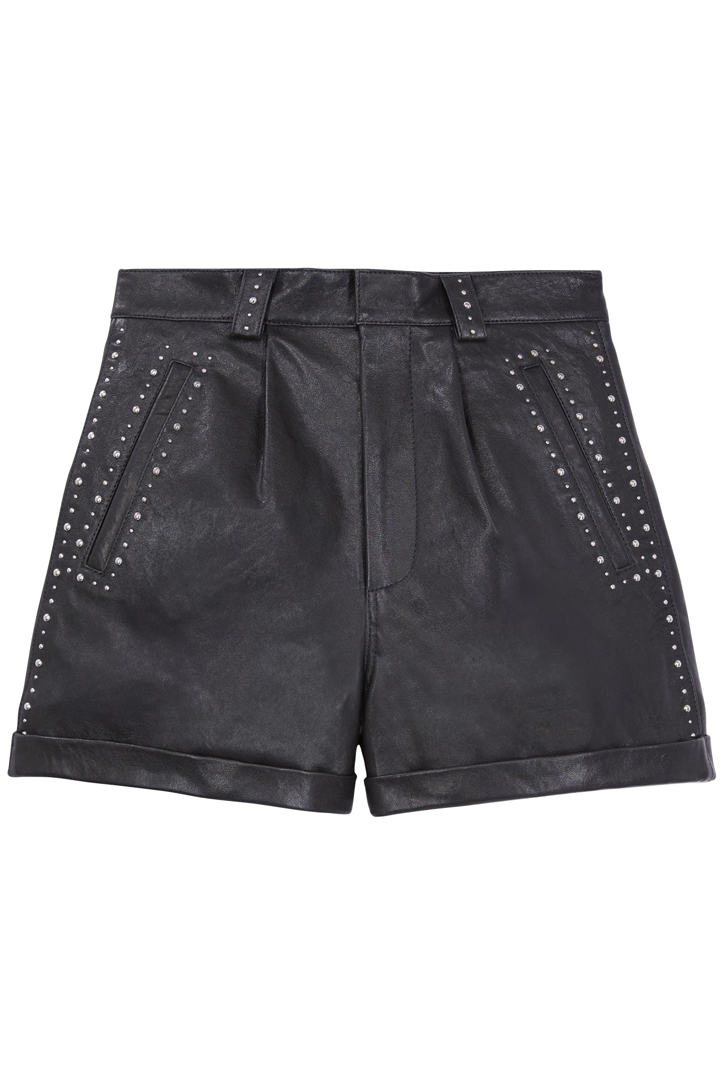 LEATHER SHORTS WITH STUD DETAILS BLACK 4
