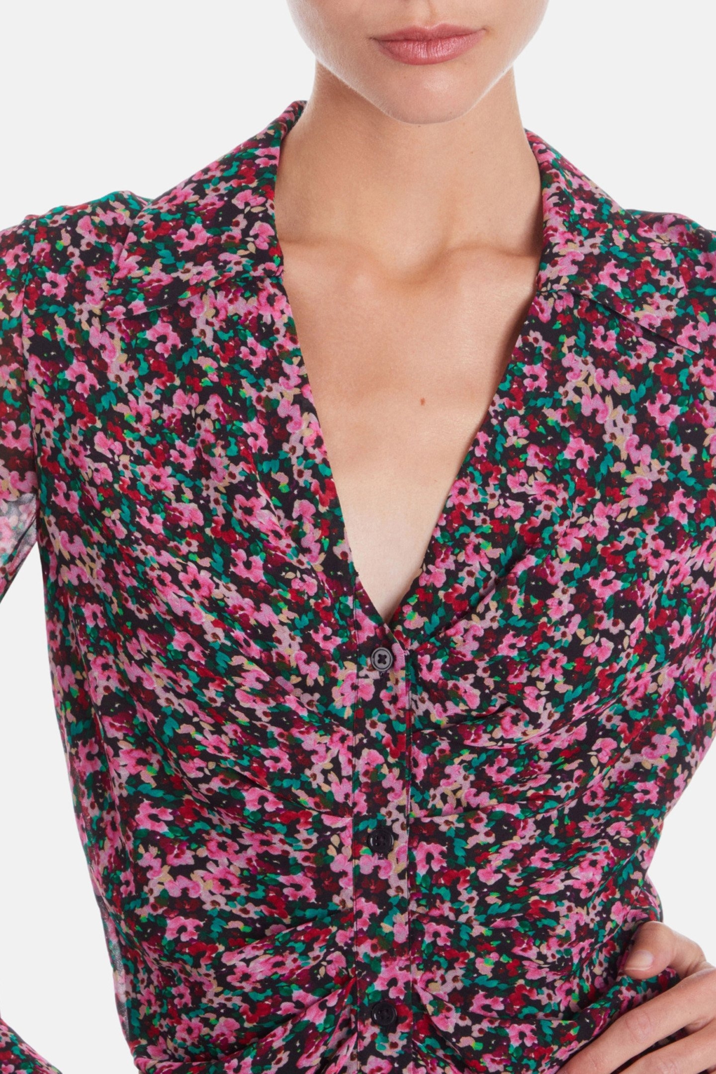 SHORT BUTTONED DRAPED DRESS MULTICOLOR 6