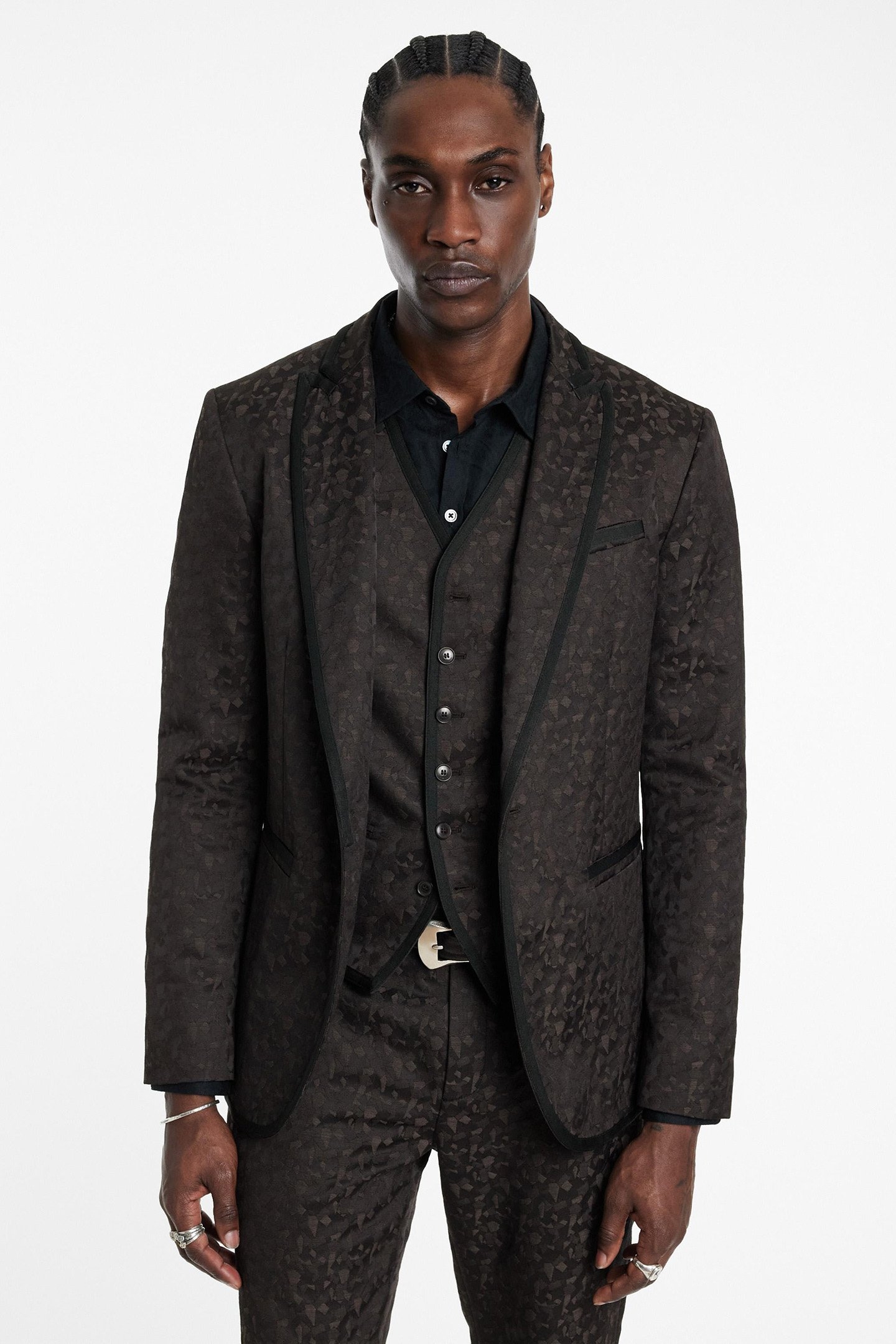 SLIM FIR BTN FRONT CLOSURE JACKET WITH S EBONY 1