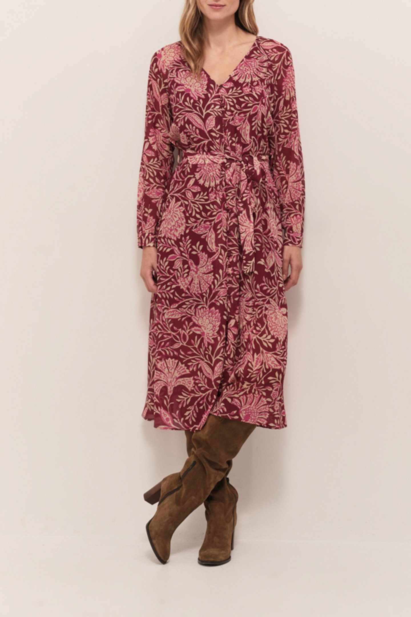 RISTY - LONG OPERA DRESS WITH BAROQUE FOLIAGE PRINT 1