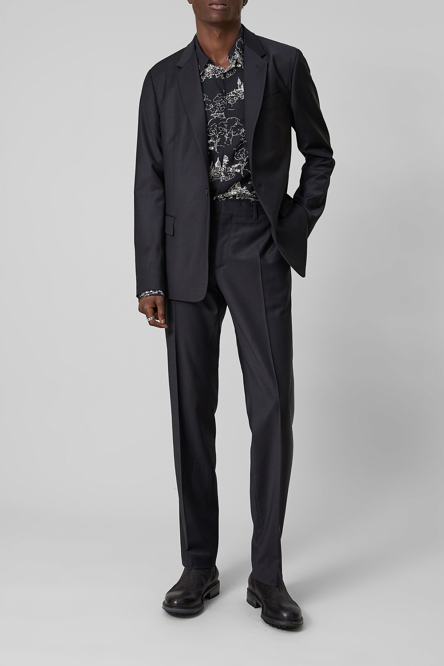 PURE EDITION-BLACK TOILE DE JOUY SLIM SHIRT 4