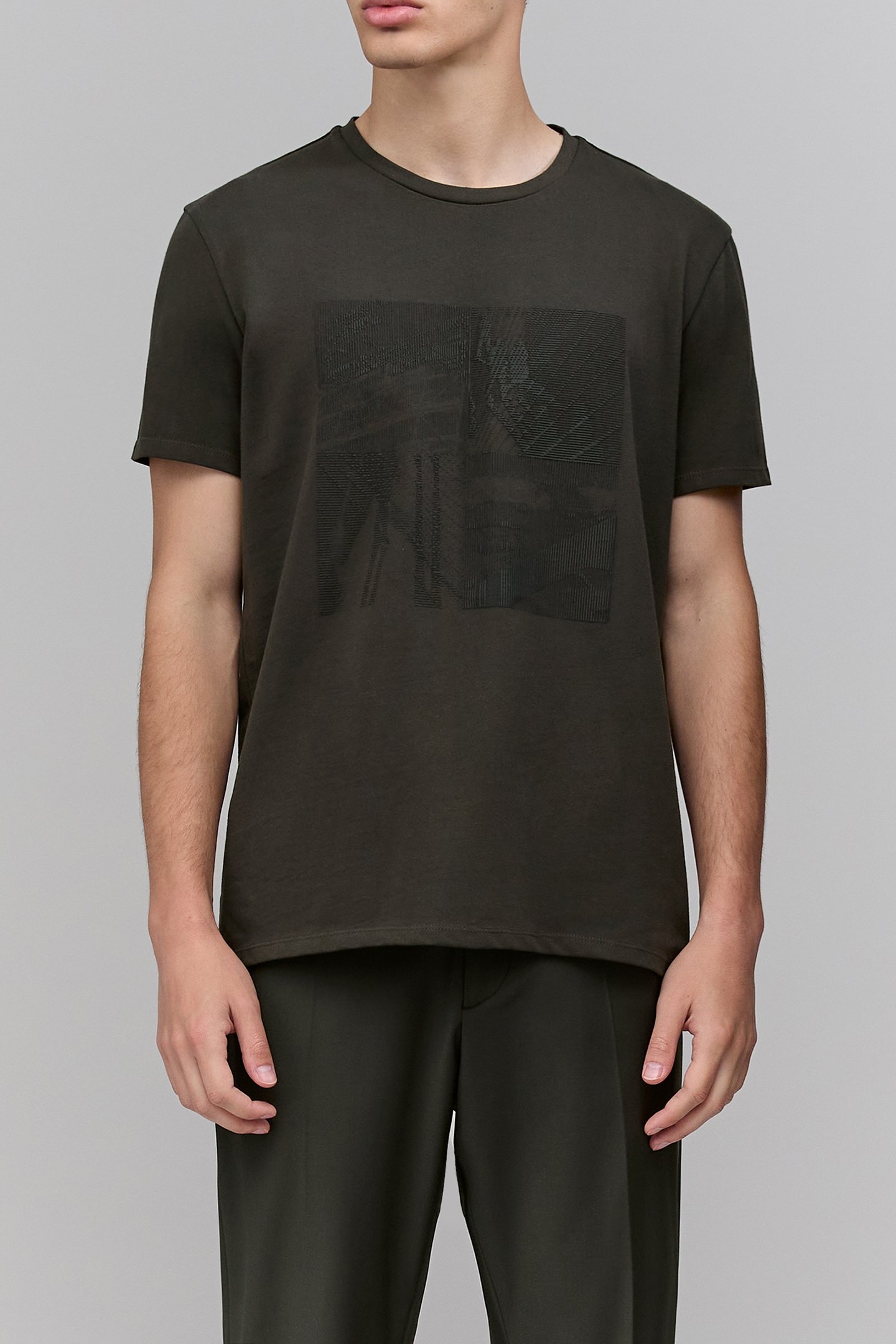 DARK GREEN DRY FAST T-SHIRT WITH RUBBER IMAGE 1