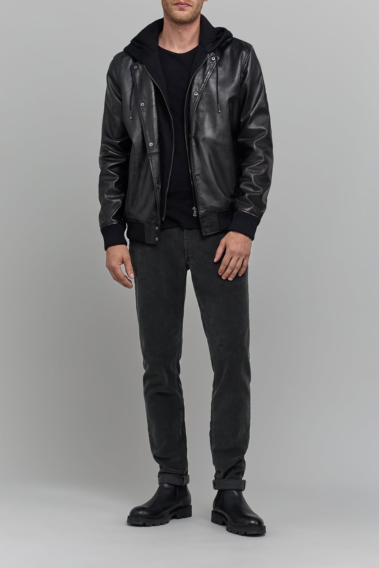 SLIM BITUMEN CORDUROY PANTS 4