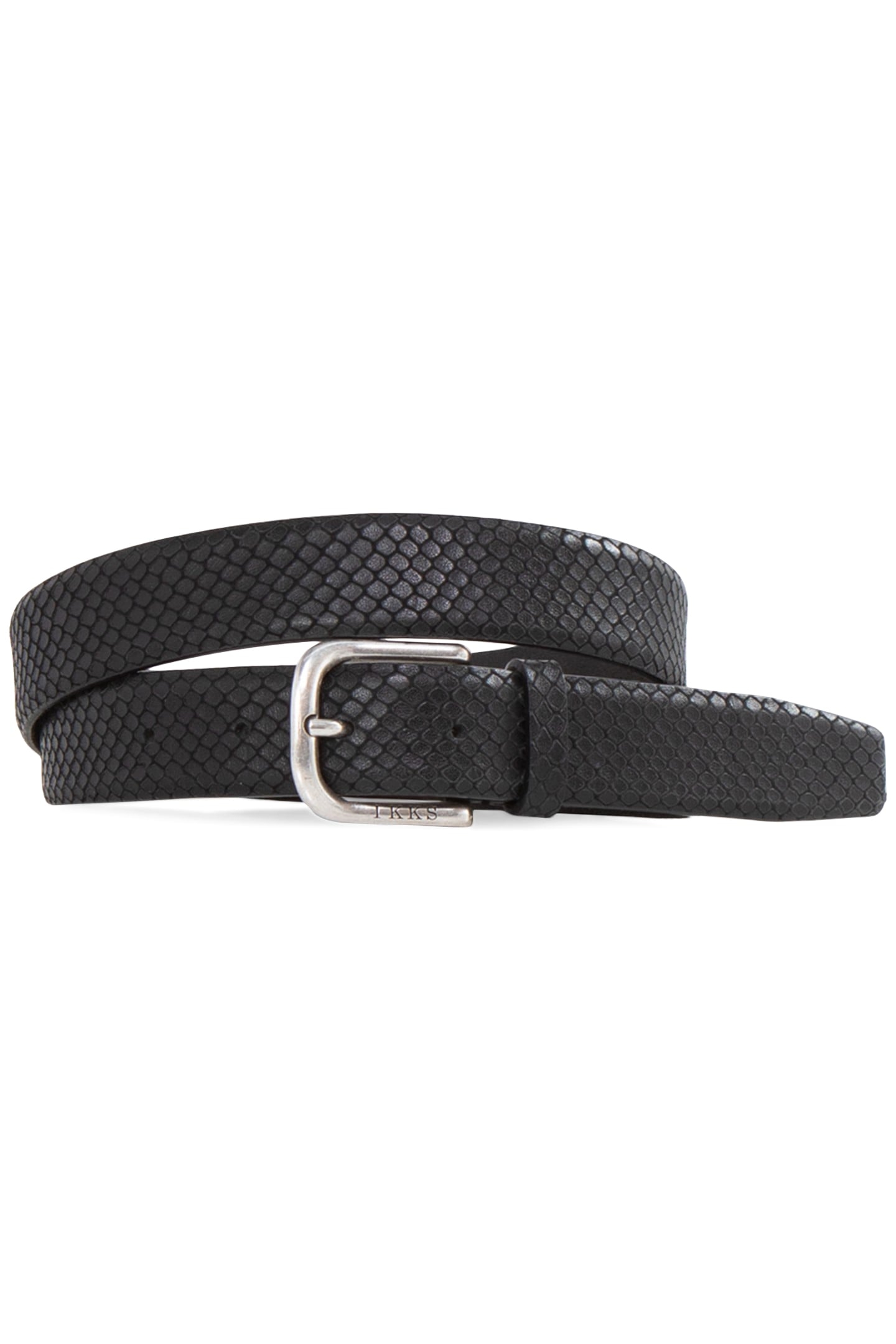 BLACK PYTHON-LOOK EMBOSSED LEATHER BELT 2
