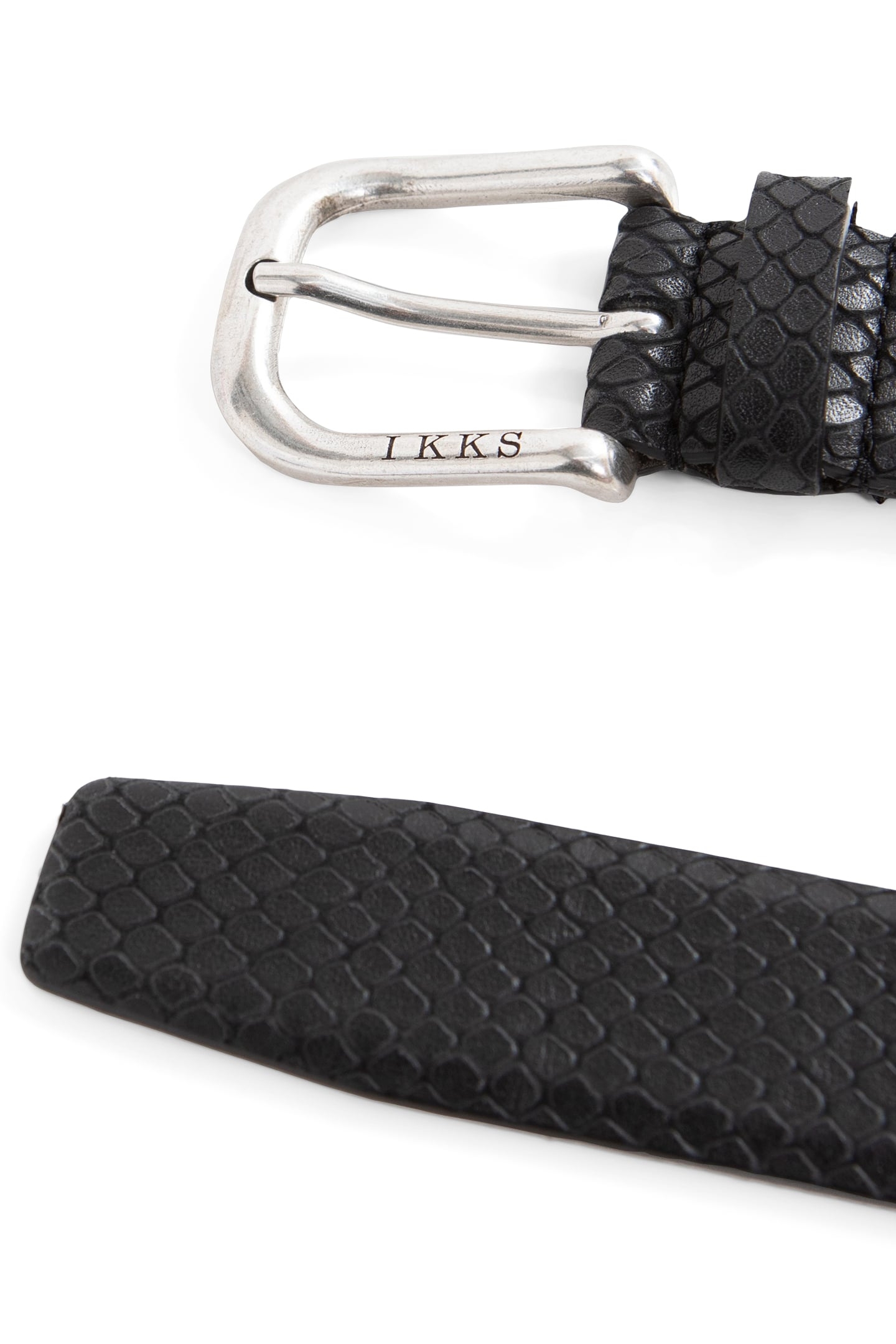BLACK PYTHON-LOOK EMBOSSED LEATHER BELT 4