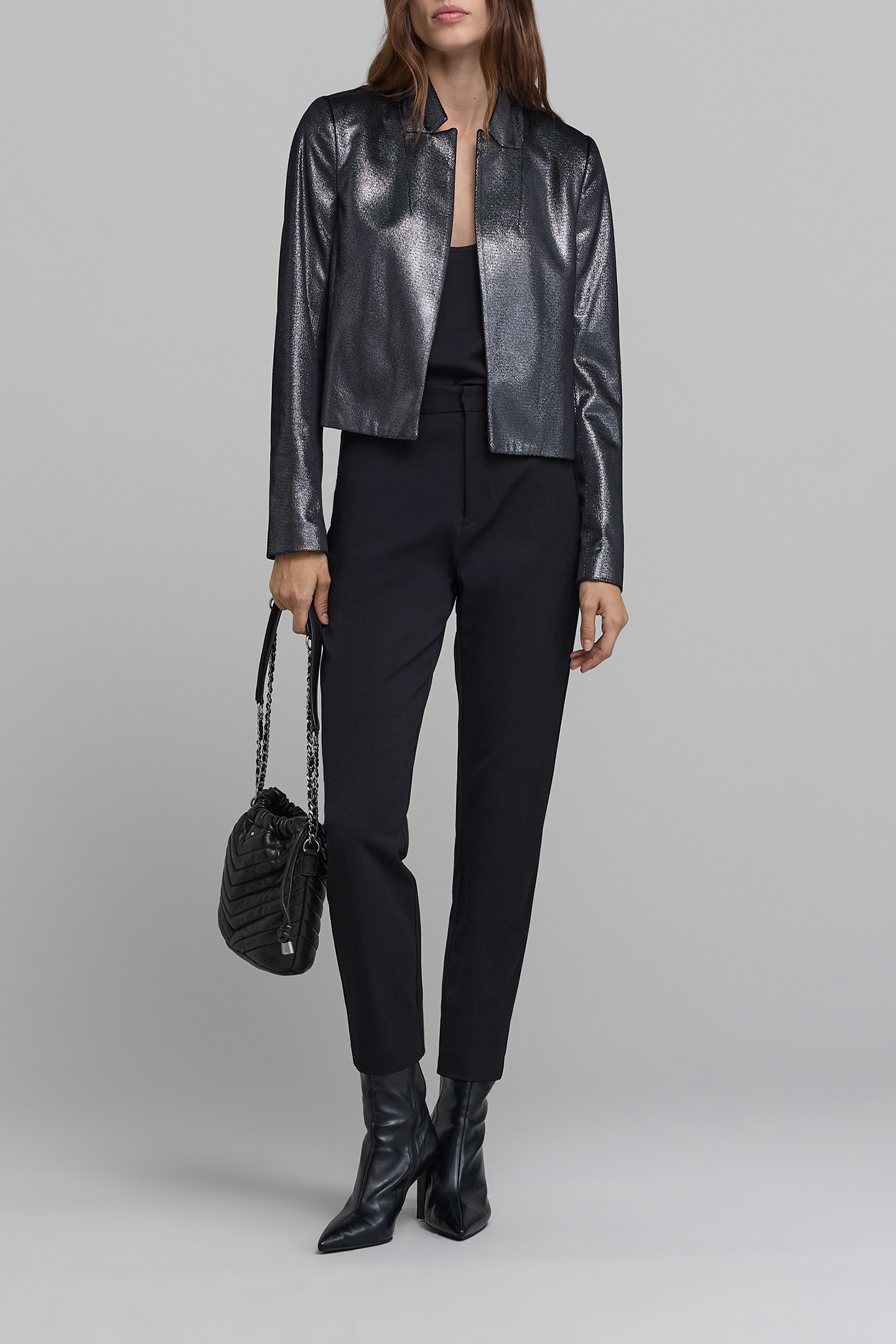 BLACK CIGARETTE PANTS WITH REMOVABLE CHAIN 3