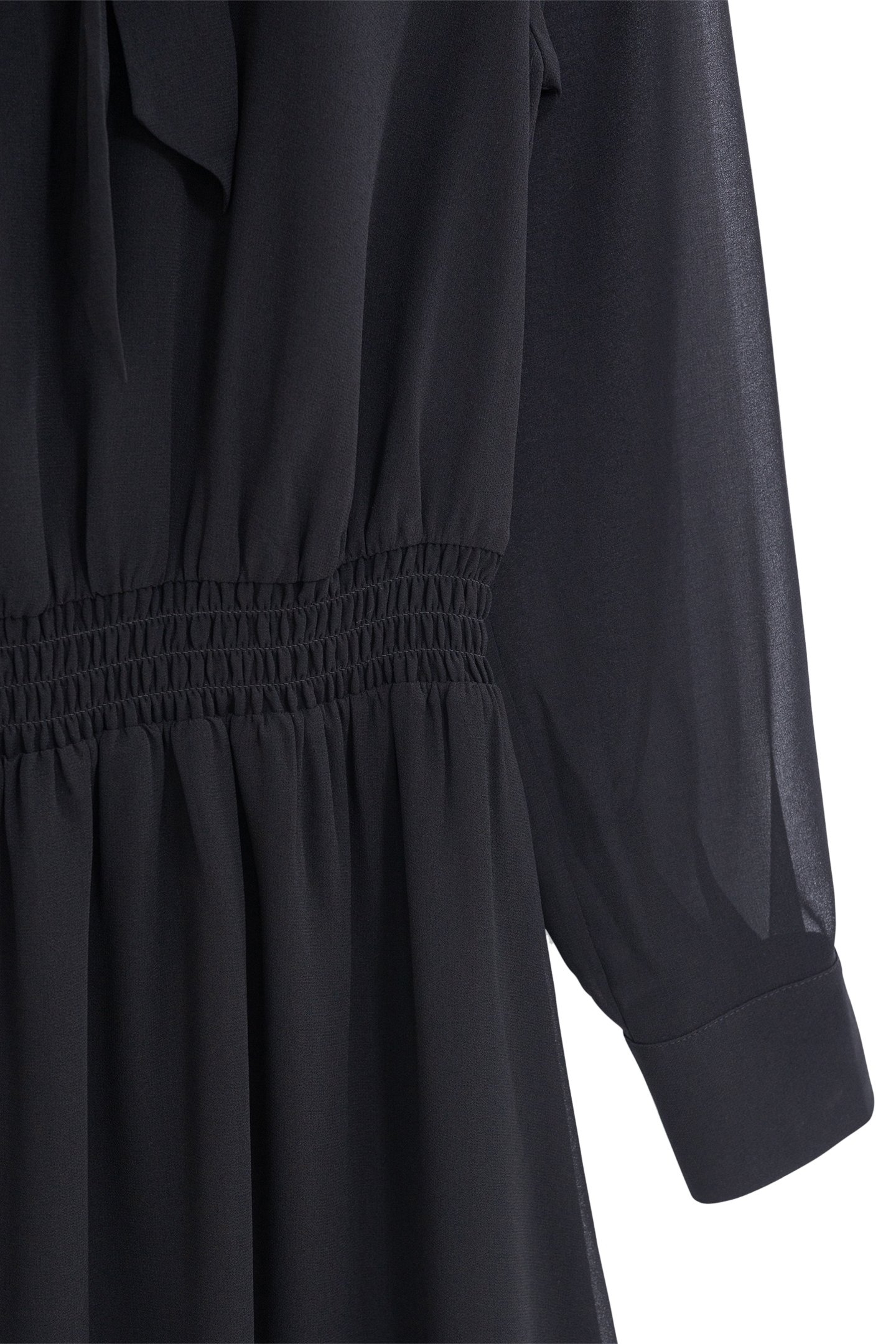 BLACK LONG DRESS WITH LAVALLIÈRE COLLAR 3