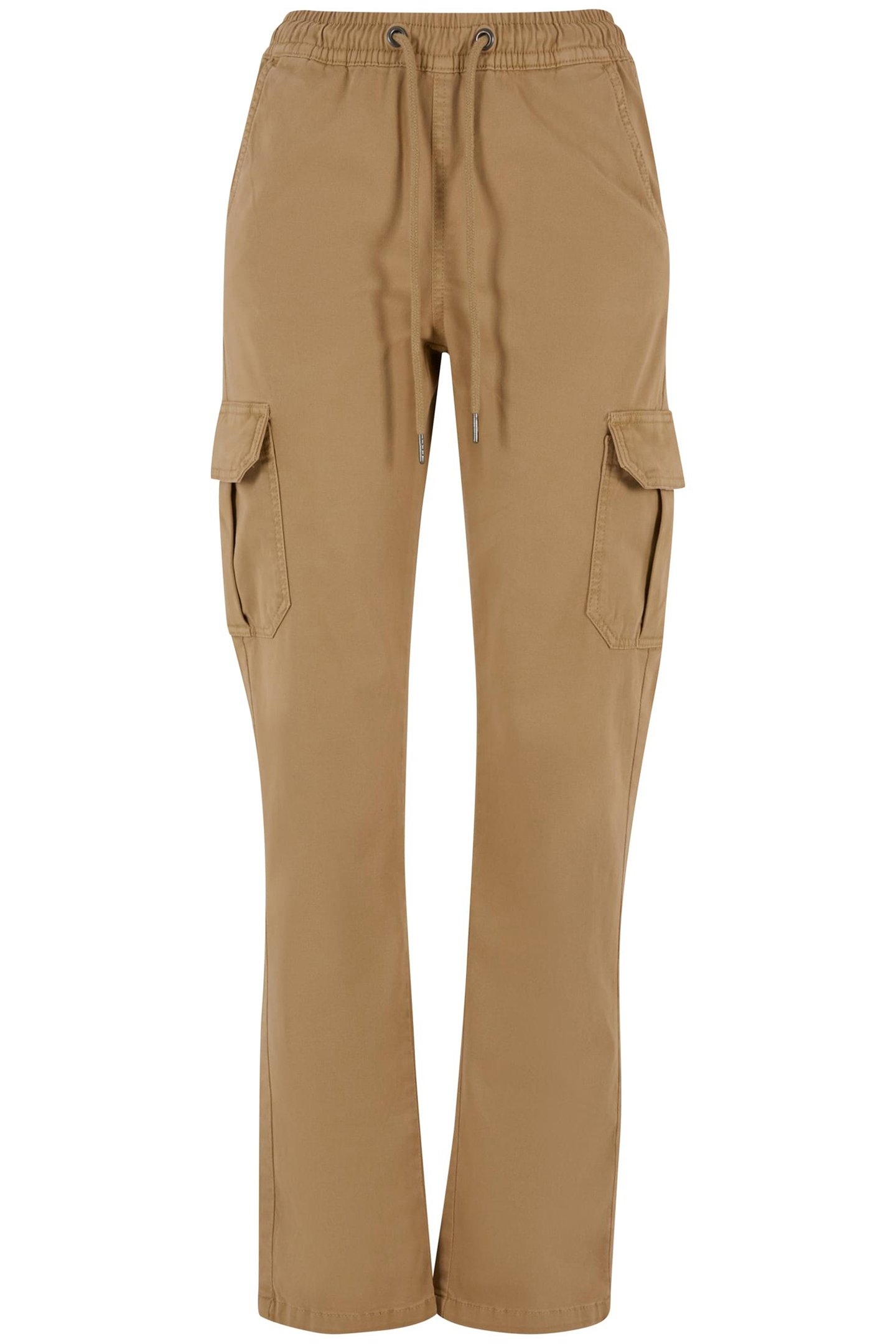 LADIES HIGH WAIST TWILL CARGO PANTS UNION BEIGE 1