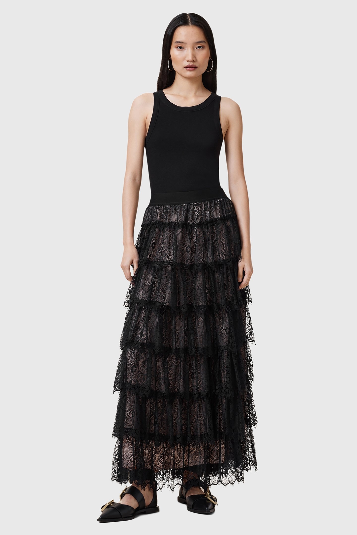 RORY LACE MAXI SKIRT BLACK 3