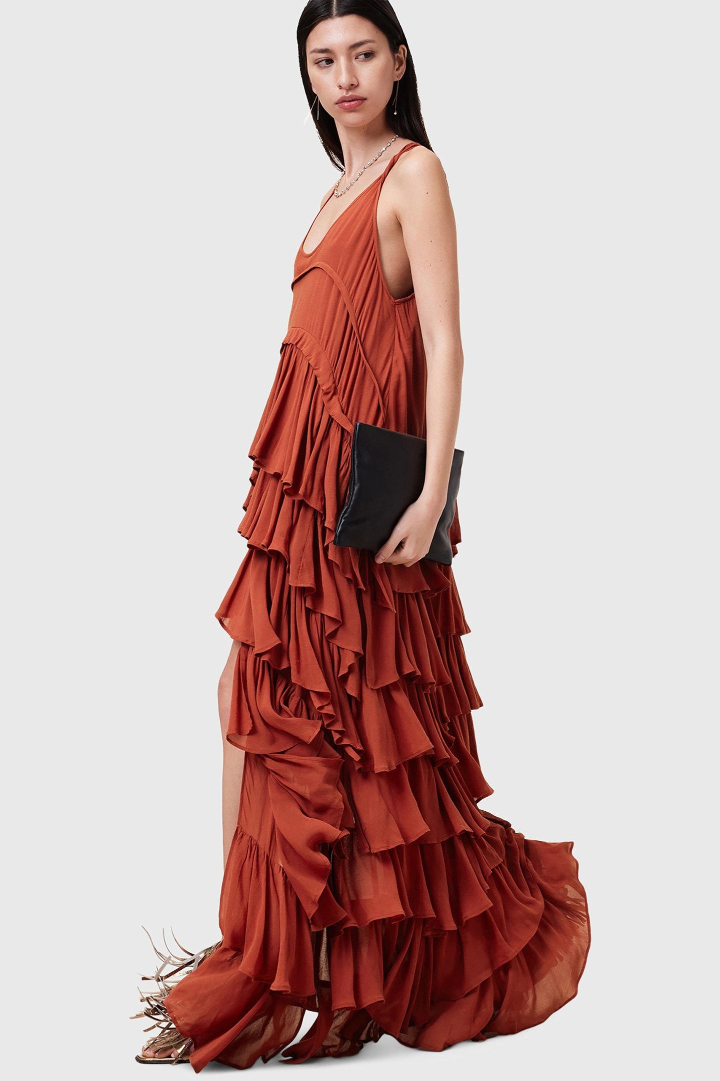 CAVARLY DRESS BURNT BRICK RED 4