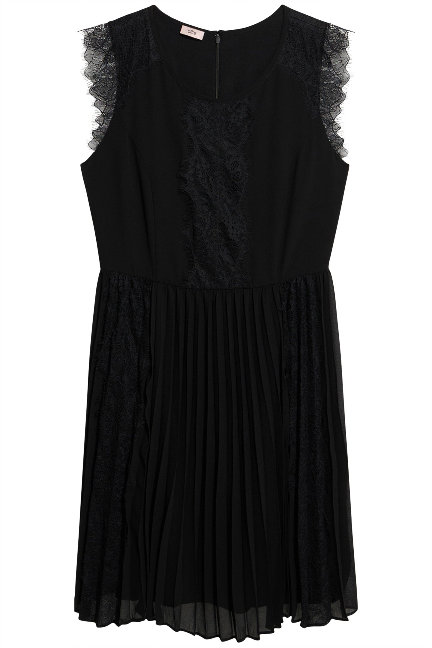 SHORT DRESS WITH LACE INSERTS BLACK 3