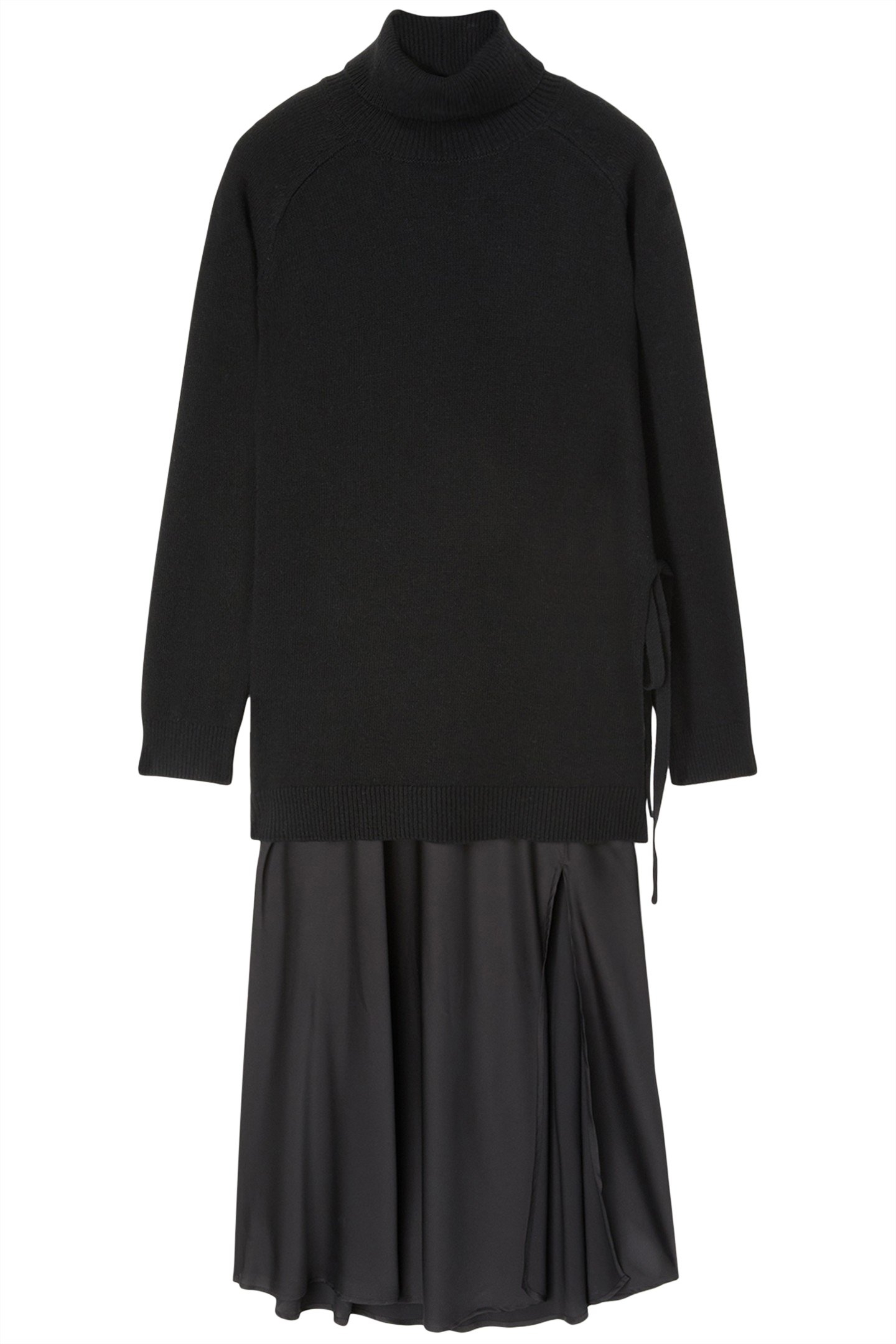 KNIT DRESS WITH SATIN SLIP BLACK 4