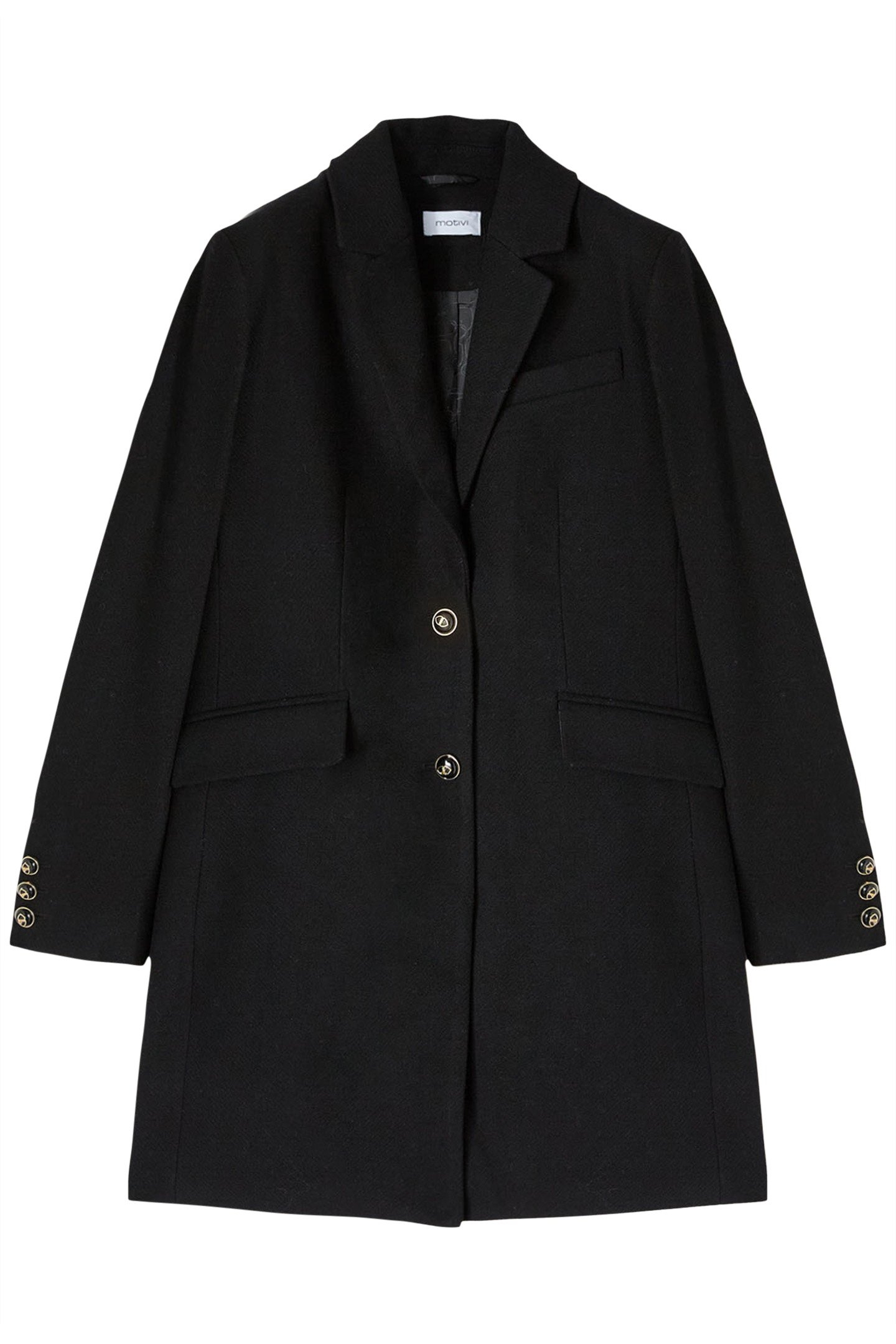 SINGLE-BREASTED WOOL BLEND CLOTH COAT BLACK 4