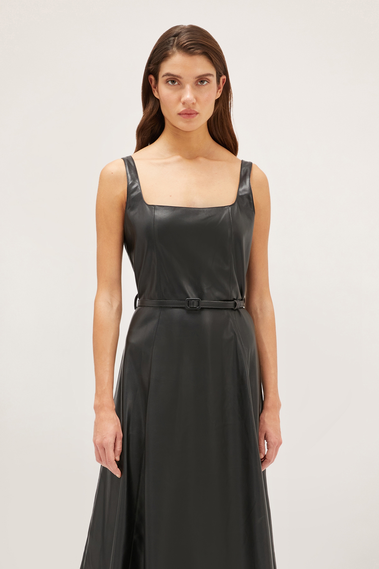 COATED FABRIC MIDI DRESS BLACK 4