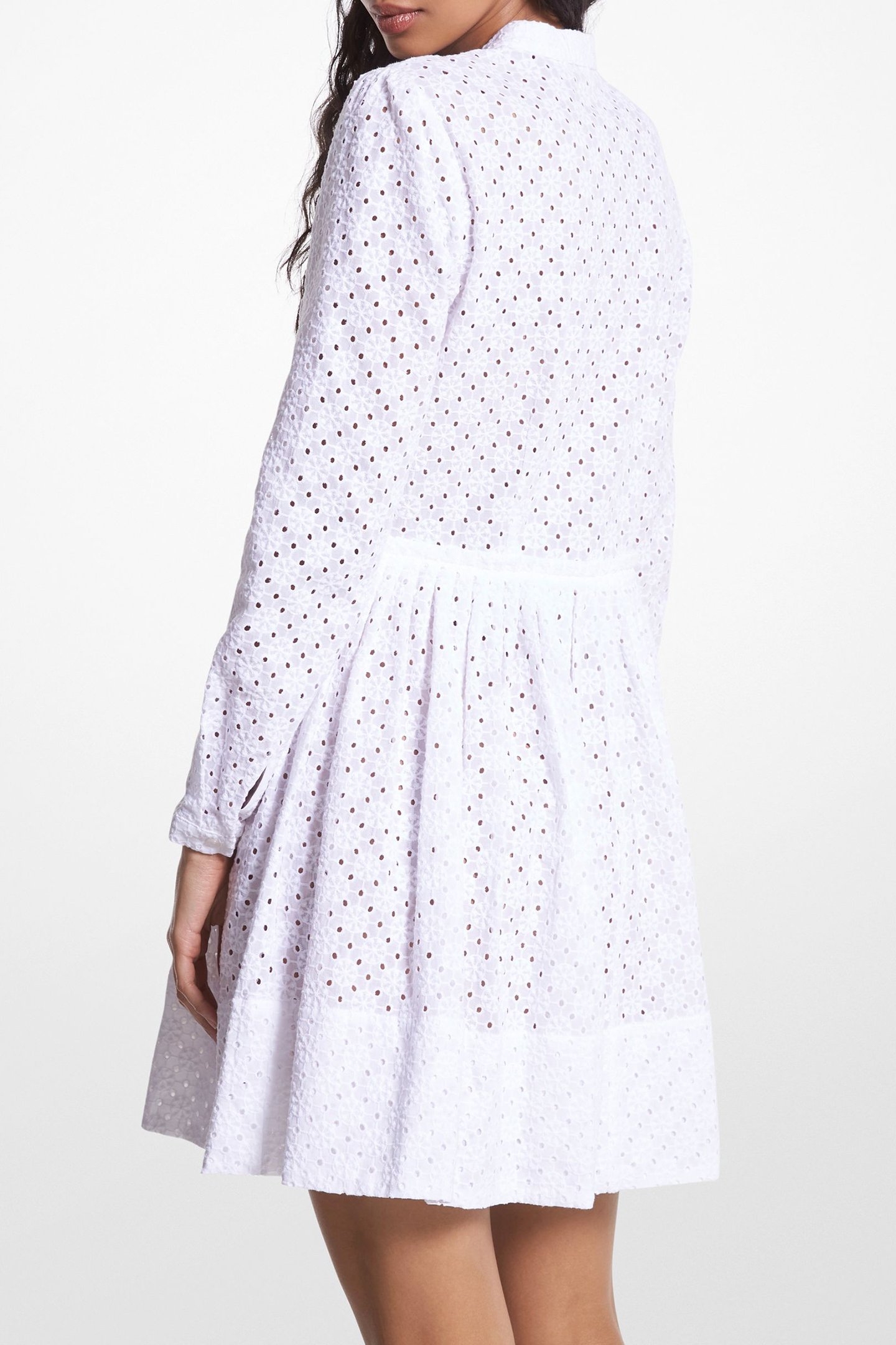 GEO EYELET SHIRTDRESS IN WHITE 2