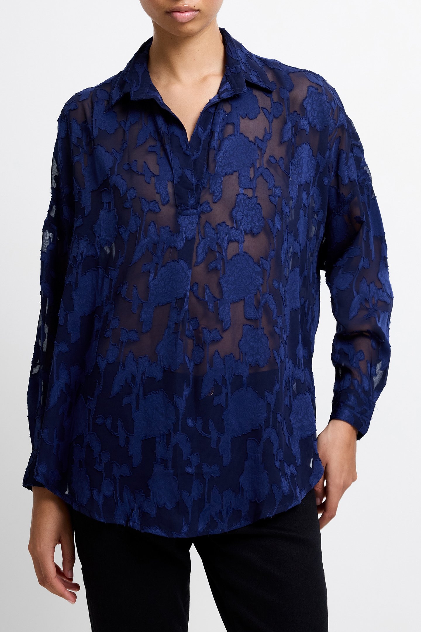 BURNOUT SATIN POPOVER MIDNIGHT 1