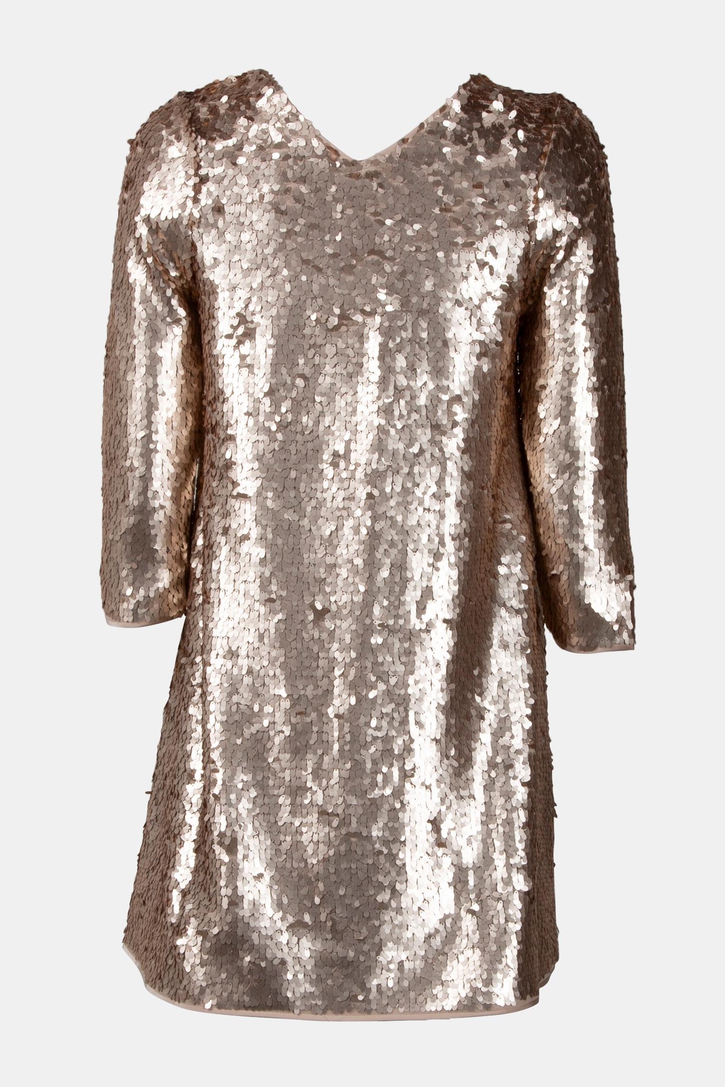 REYNIS - PLATINUM MAXI DRESS EMBROIDERED WITH SEQUINS 5