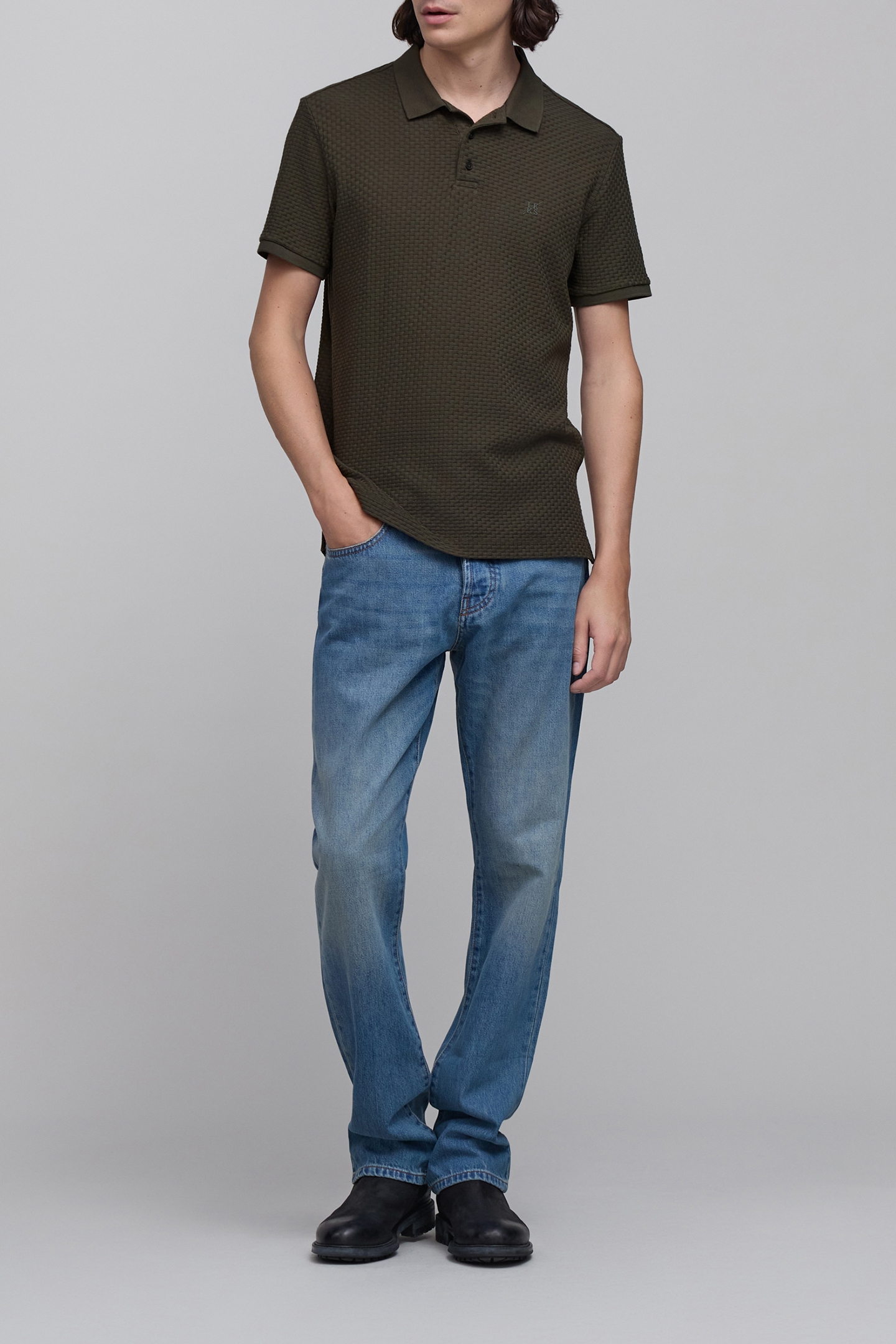 KHAKI KNIT POLO SHIRT BRONZE 3