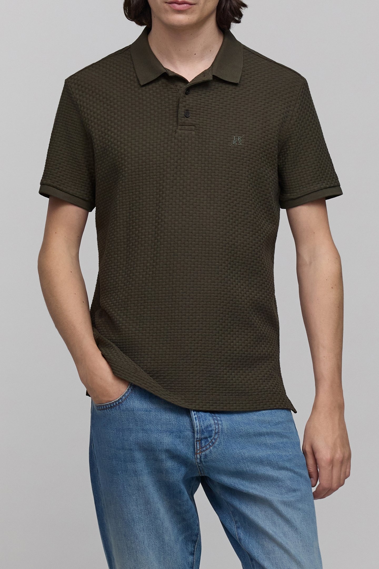 KHAKI KNIT POLO SHIRT BRONZE 1