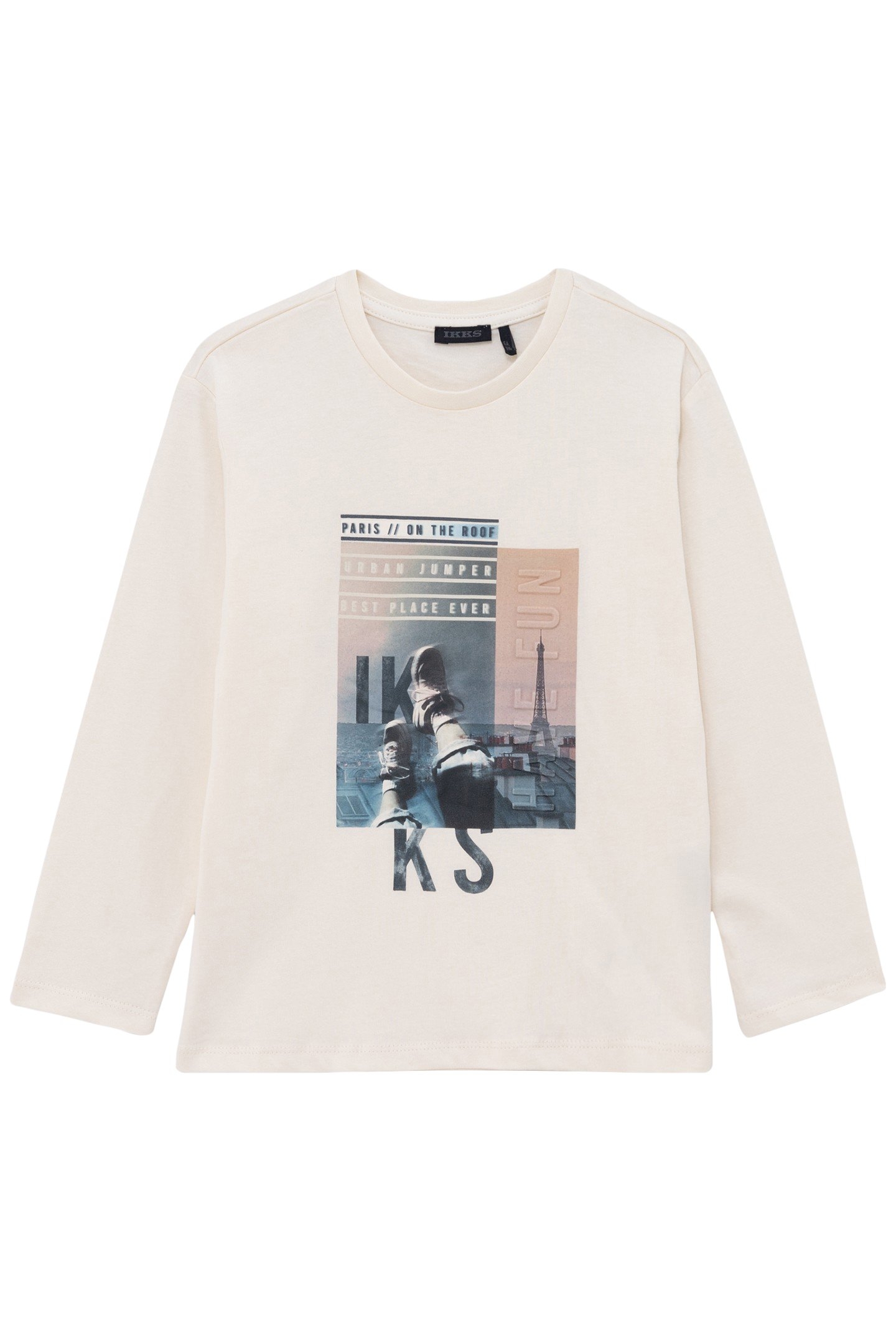 BOYS' T-SHIRT ECRU ORGANIC COTTON PARIS ROOFS EMBOSSING BOY 1