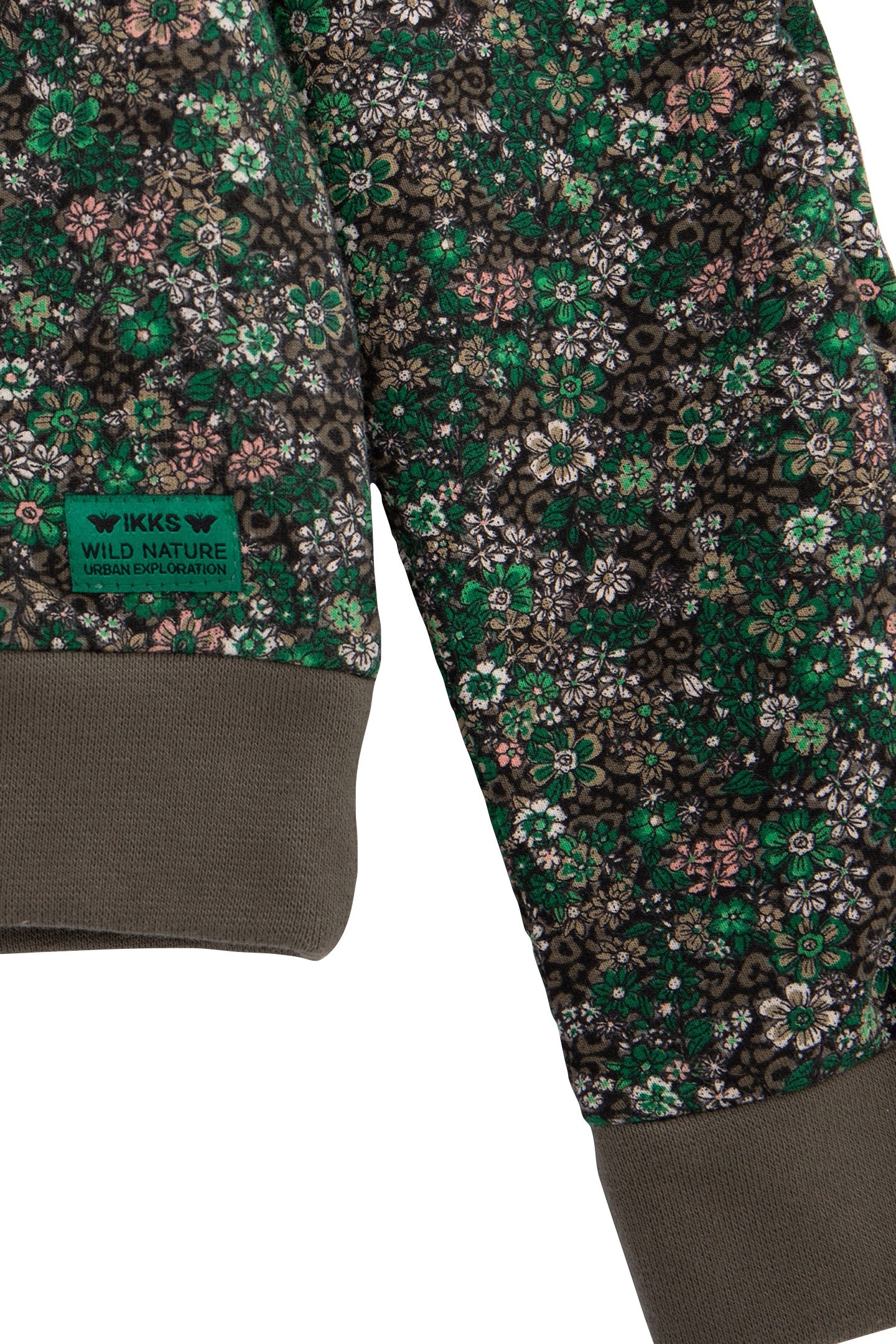 GIRL'S GREEN FLORAL-LEOPARD SWEATSHIRT, METALLIC SLOGAN 4