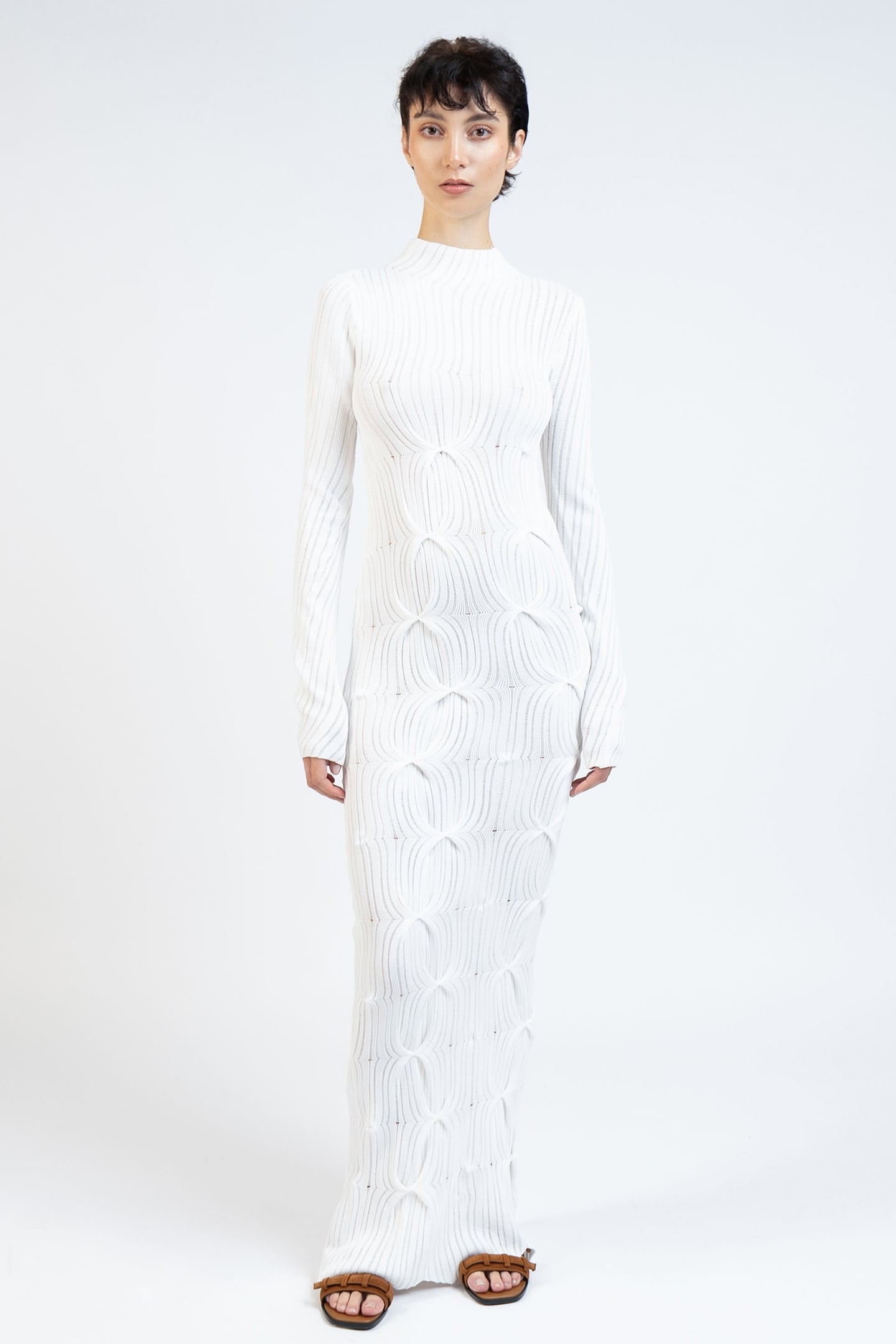 KNIT TURTLENECK DRESS CREAM 1